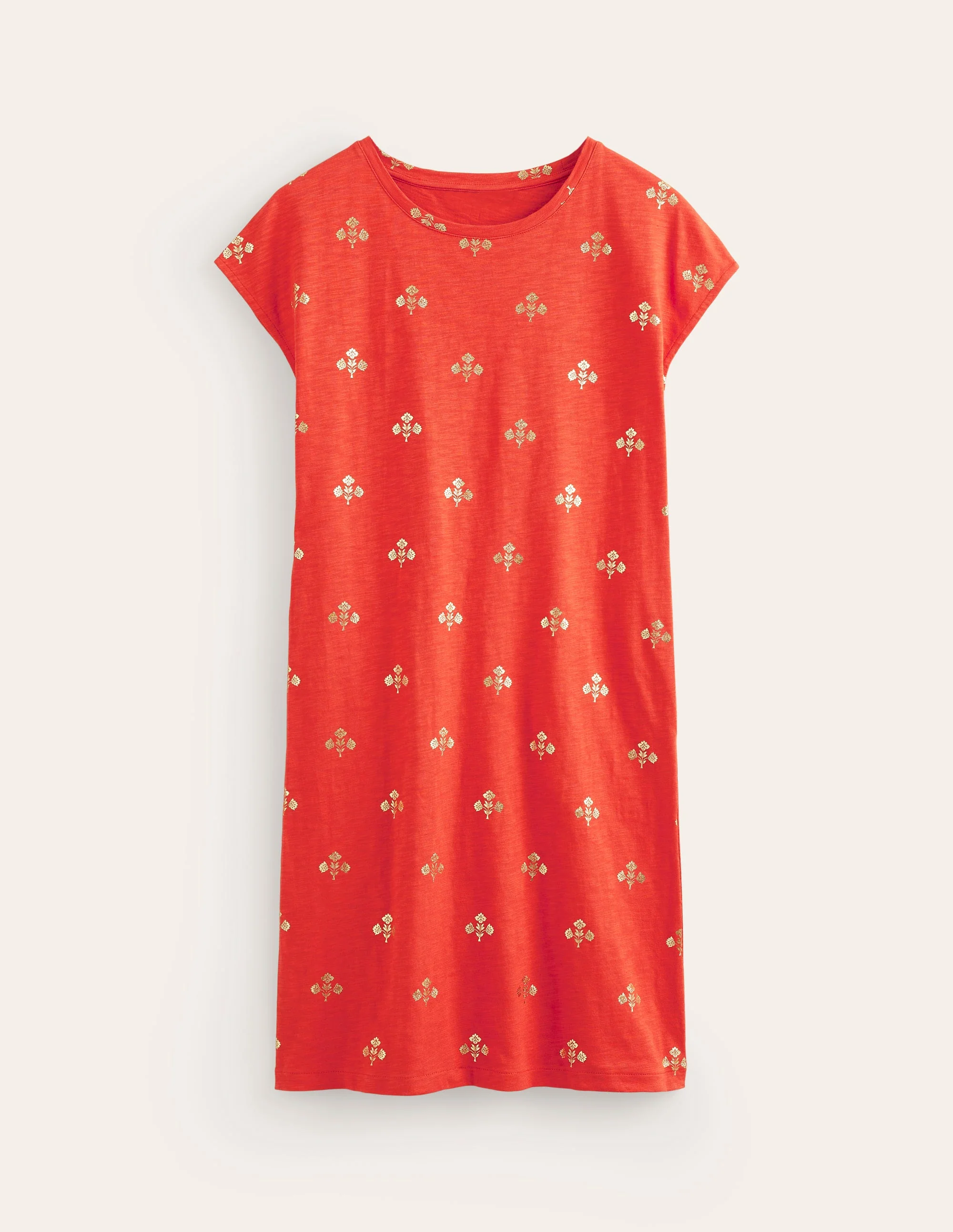 Leah T-Shirt-Kleid aus Jersey-Flame Scarlet, Passionsblume - Image 5