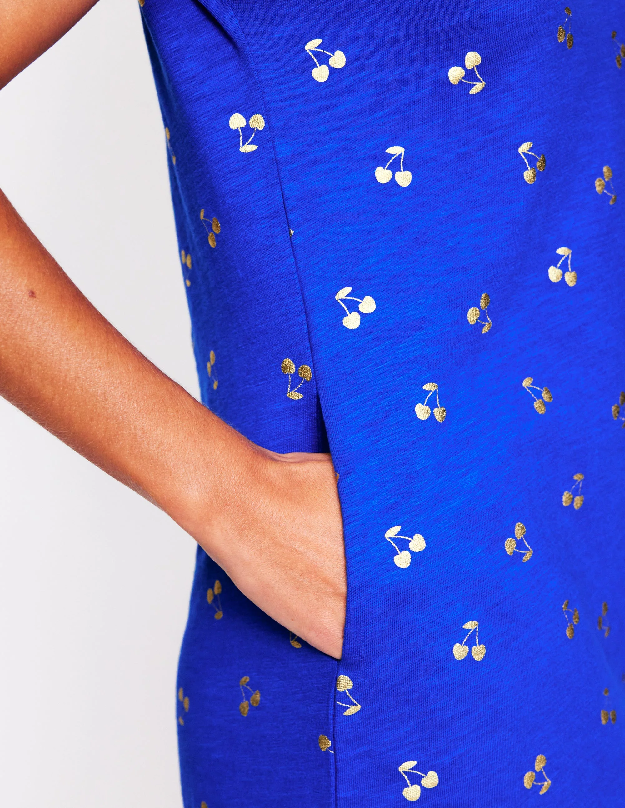 Leah T-Shirt-Kleid aus Jersey-Galerie-Blau, Kirschblümchen - Image 2