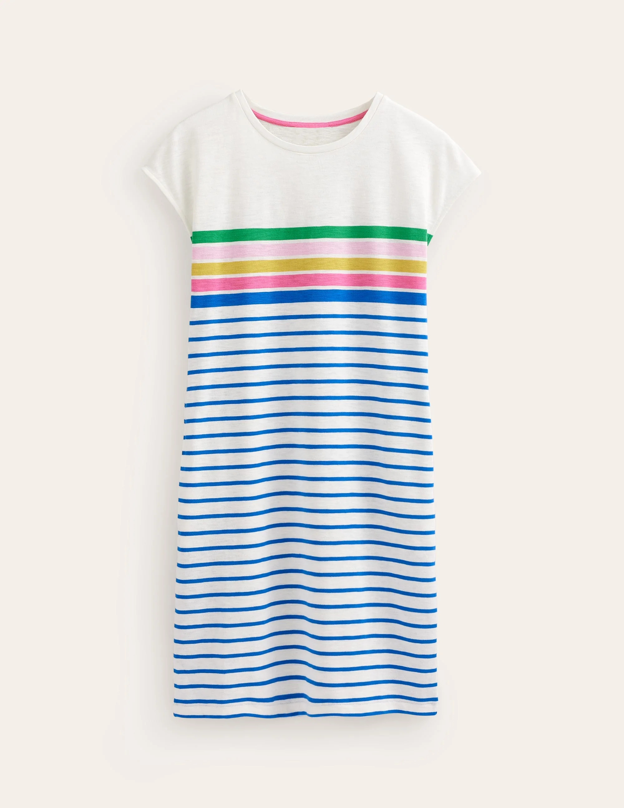 Leah T-Shirt-Kleid aus Jersey-Grün, Sangria Multistreifen - Image 7