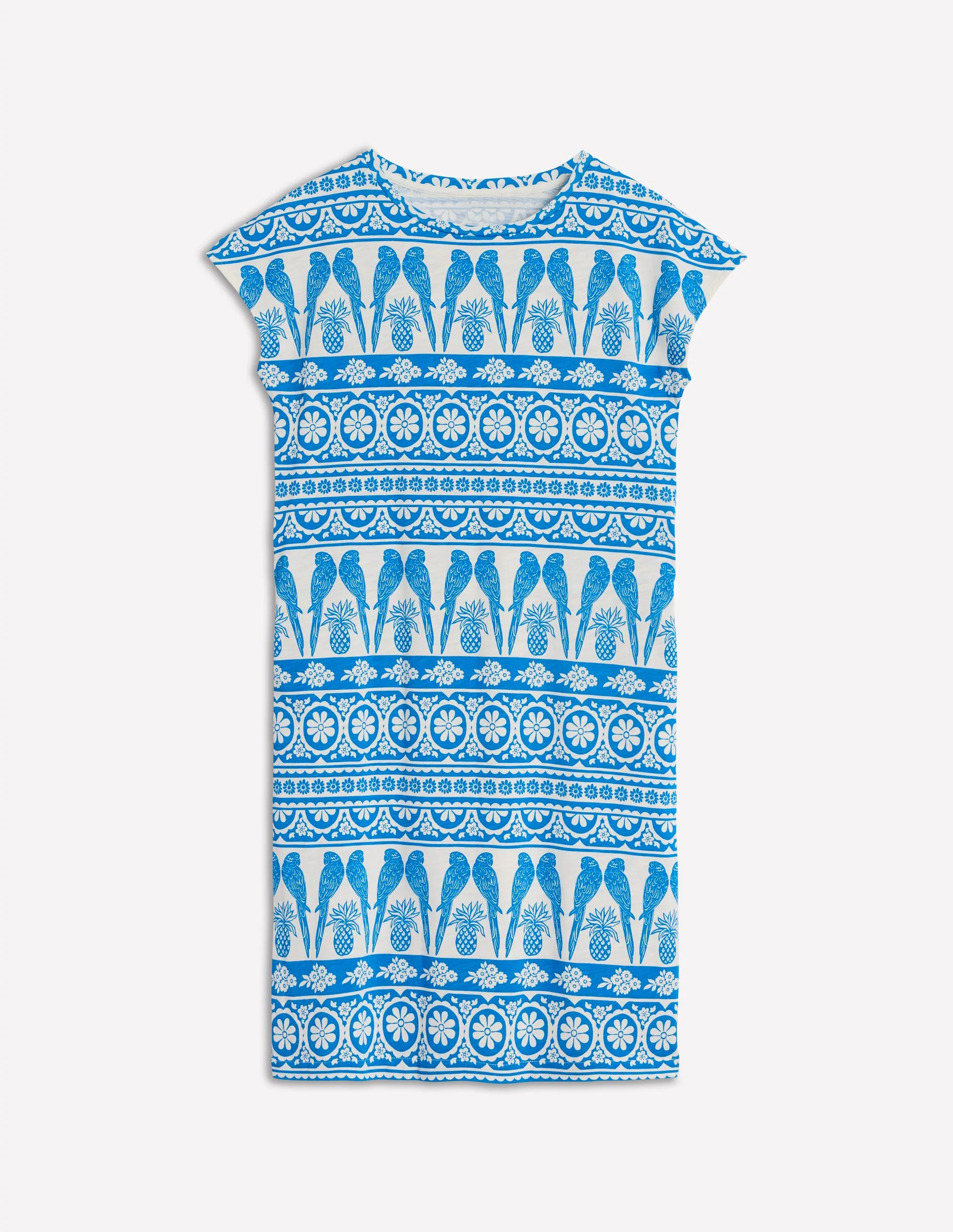 Leah T-Shirt-Kleid aus Jersey-Himmelblau, Tropische Ornamente - Image 5