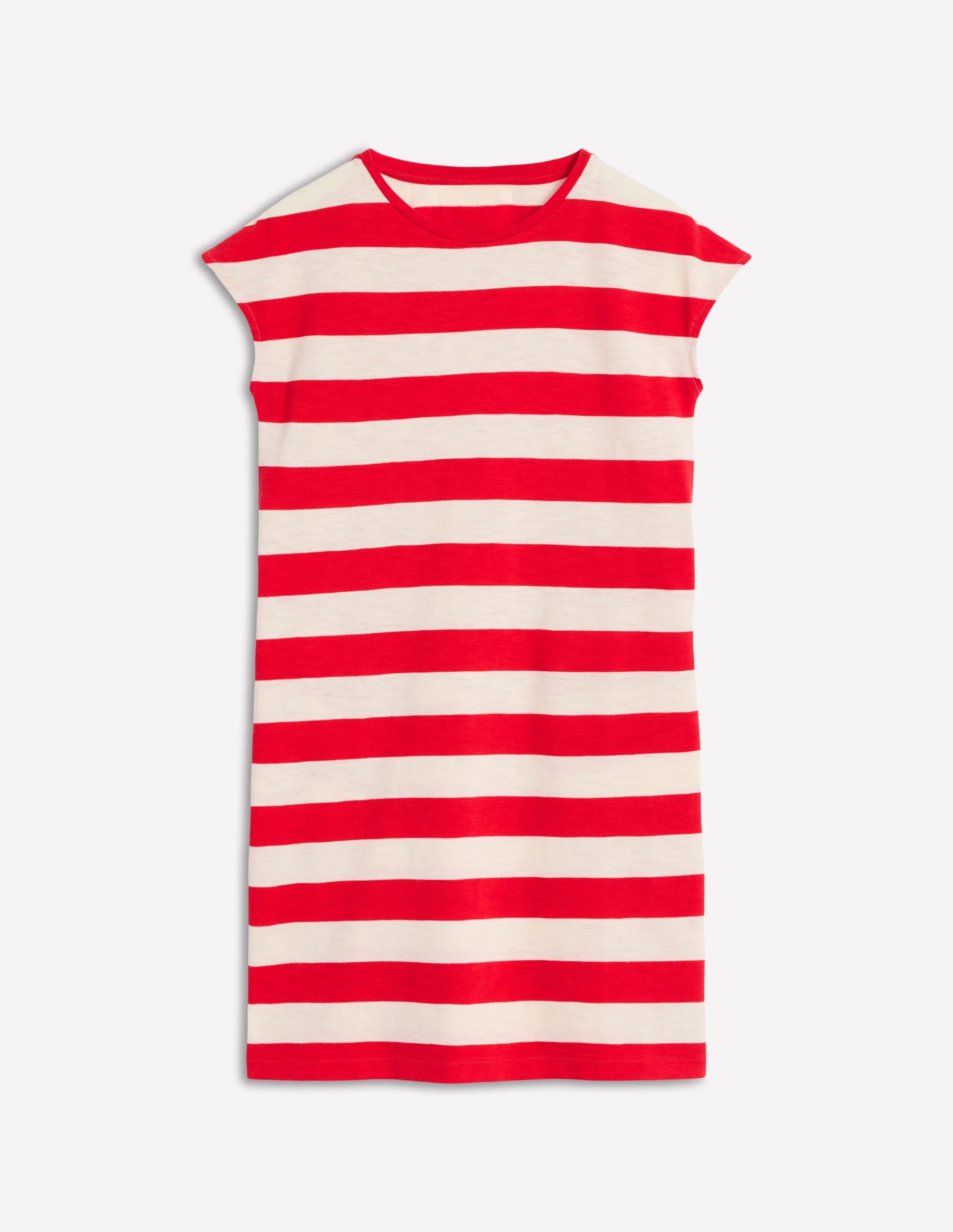 Leah T-Shirt-Kleid aus Jersey-Mohnblumenrot, Weiße Streifen - Image 5