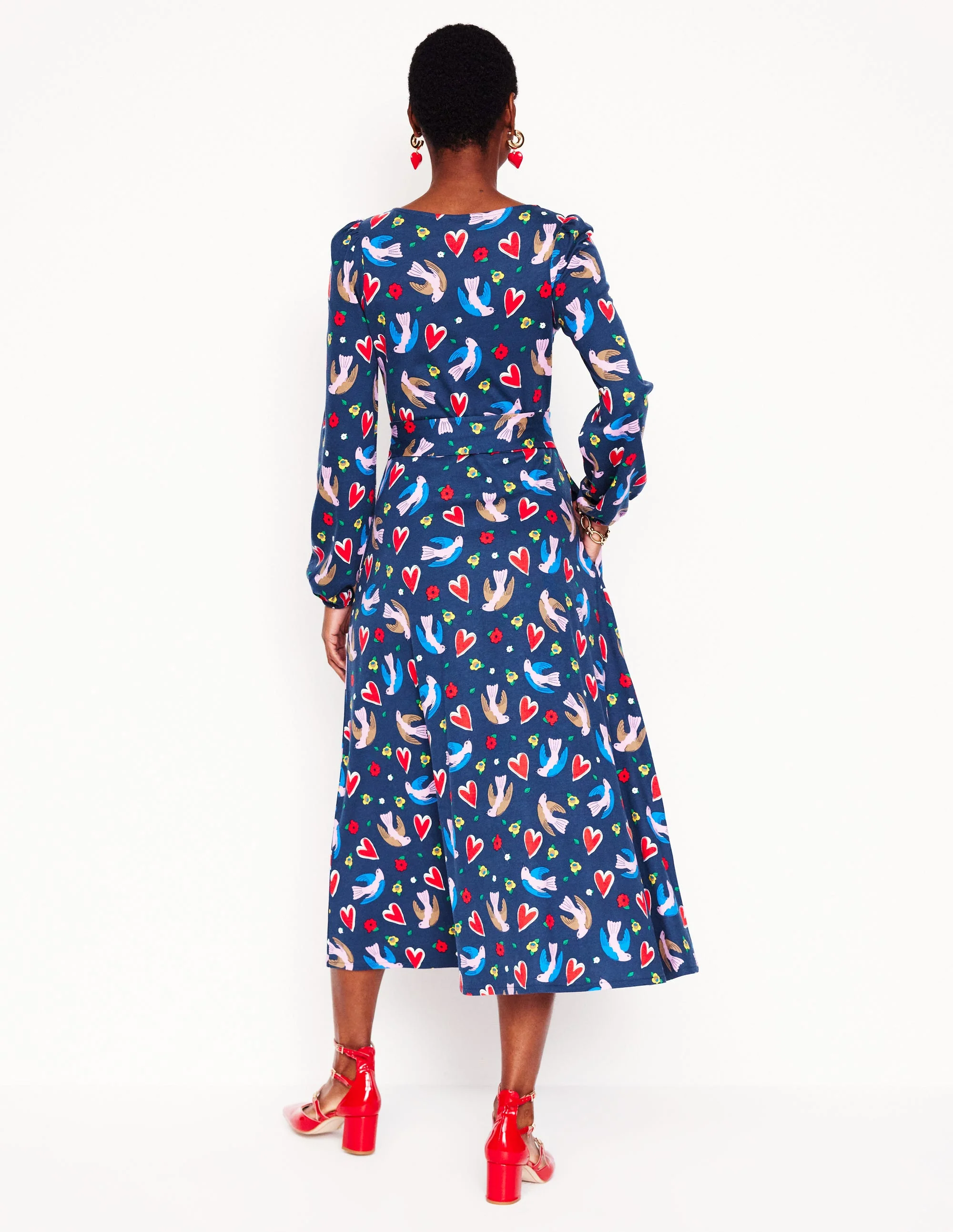 Leandra Jersey-Midikleid-Französisches Marineblau, Herzflattern - Image 3