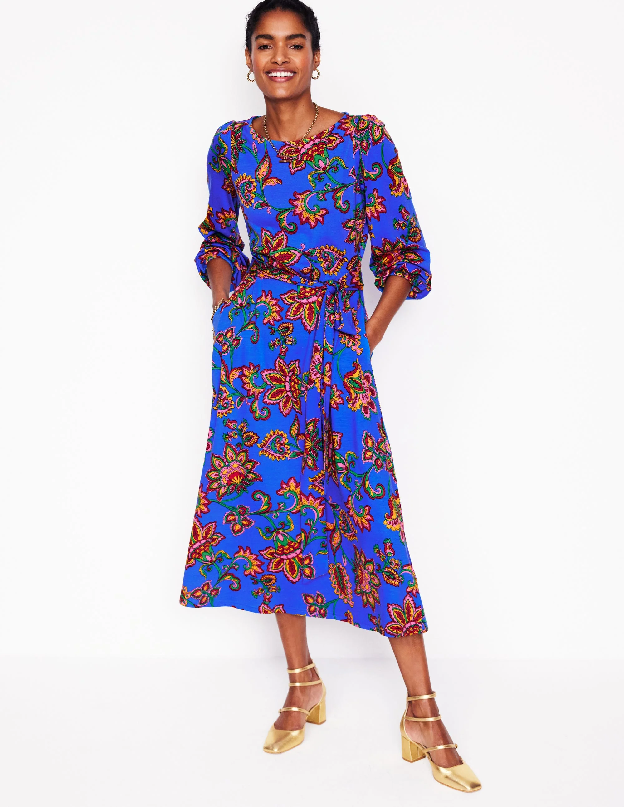 Leandra Jersey-Midikleid-Galerie-Blau, Neckische Rebe