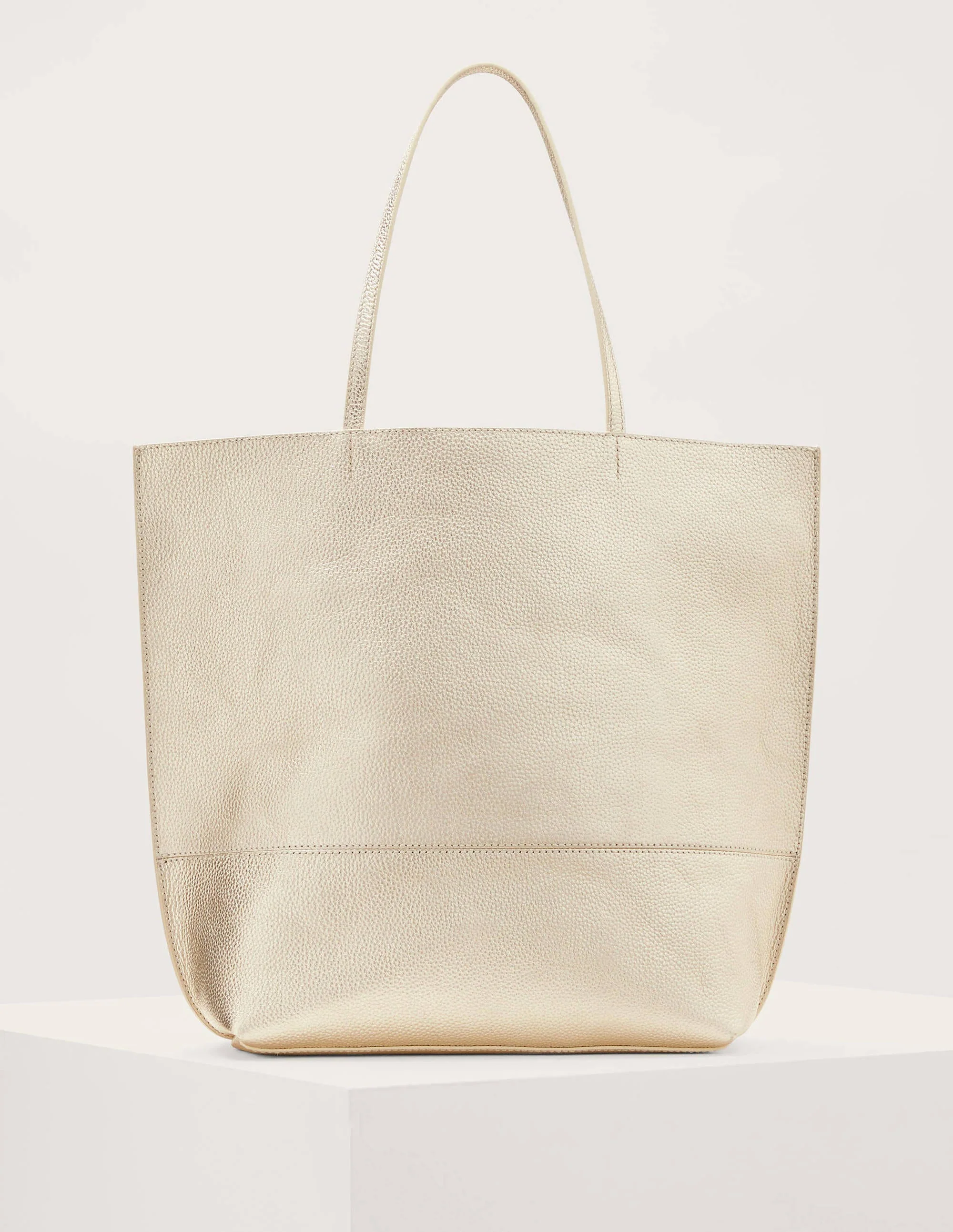 Leder-Shopper-Blassgold