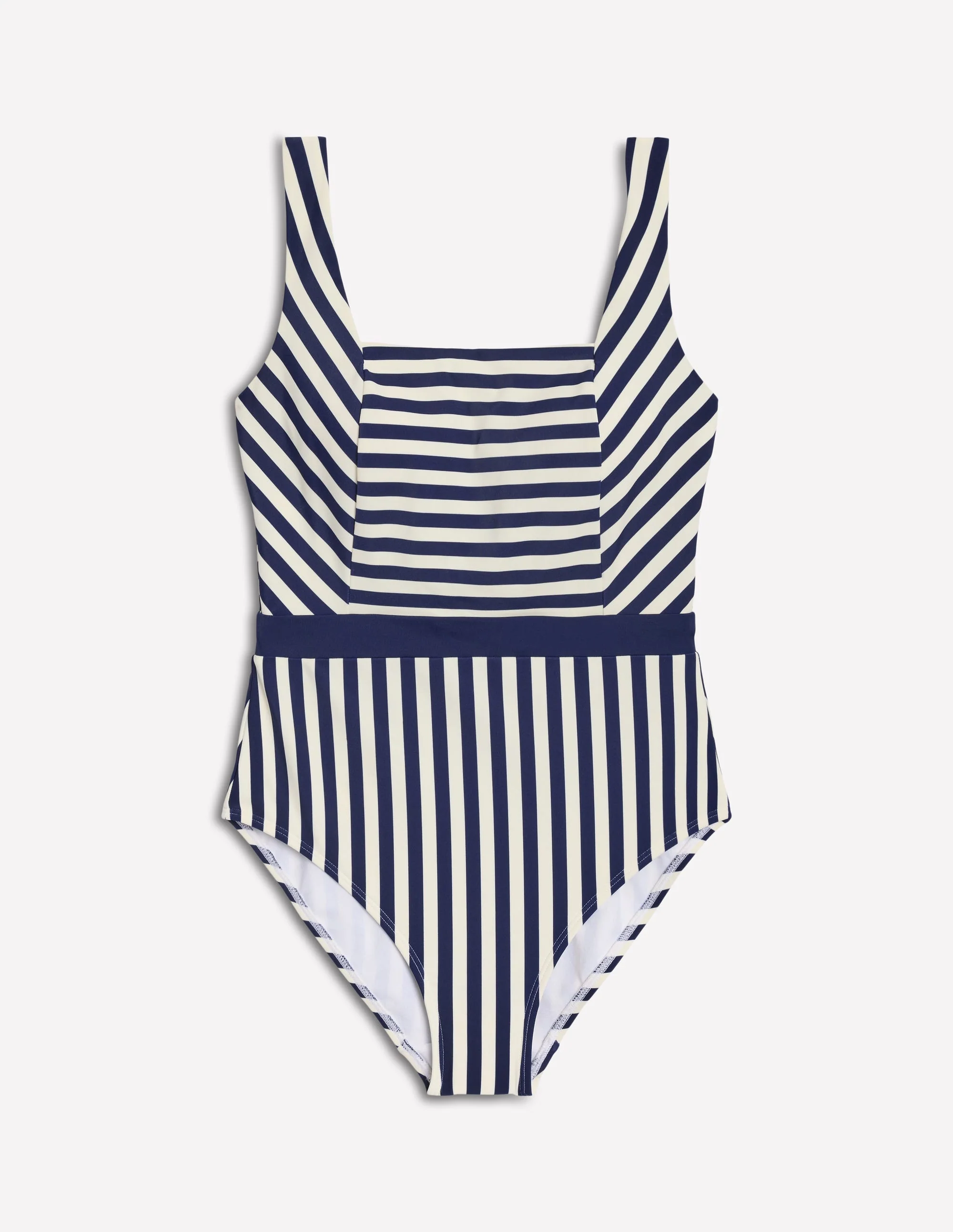 Lefkada Badeanzug mit quadratischem Ausschnitt-Black/Ivory Stripe - Image 5