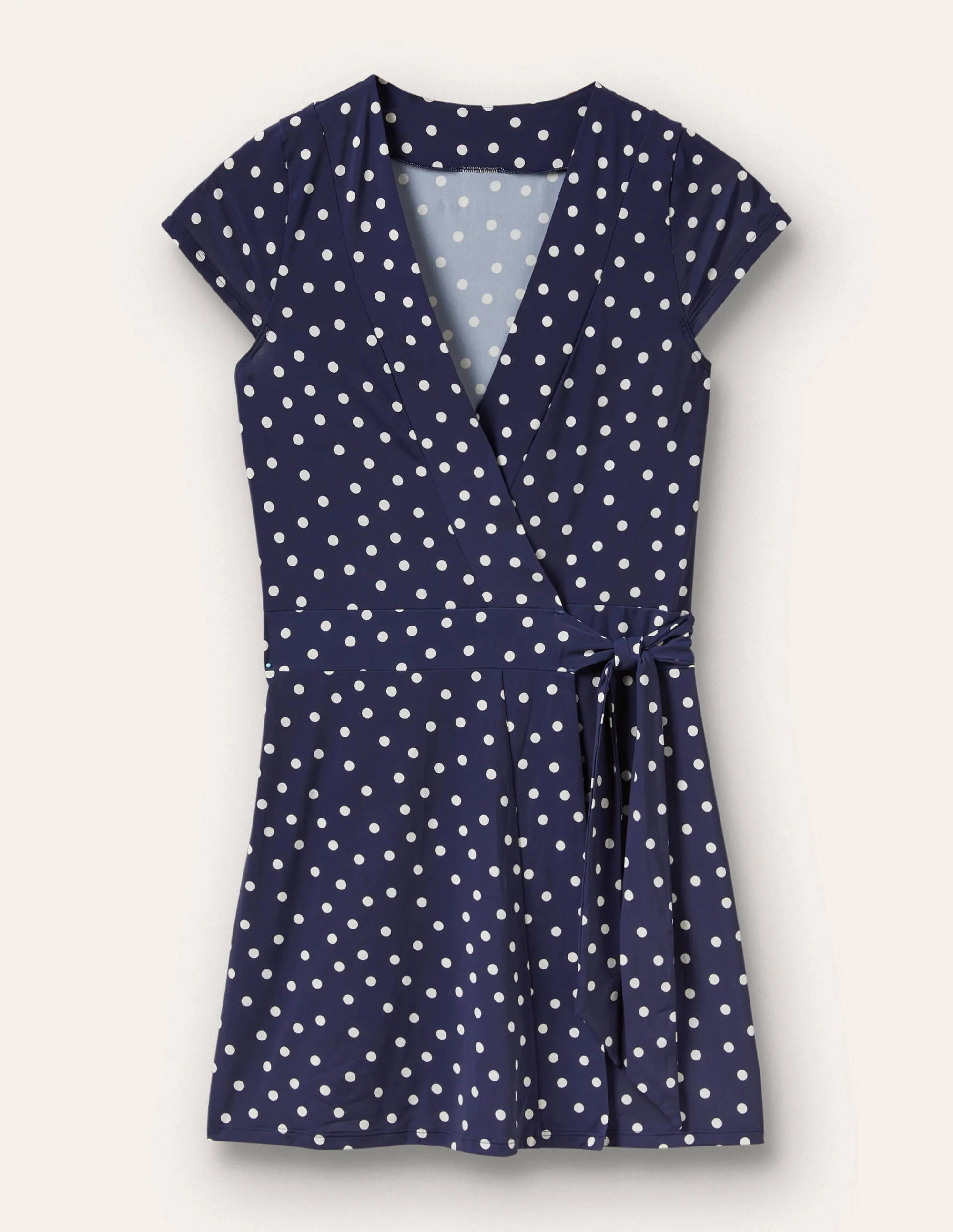 Lefkada Gewickeltes Strandkleid-Französisches Navy, Pünktchen - Image 6