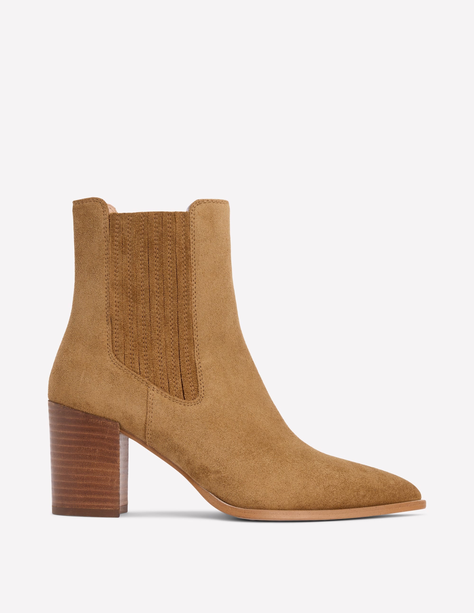 Legere Stiefeletten mit spitzer Zehenpartie-Tabakbraun