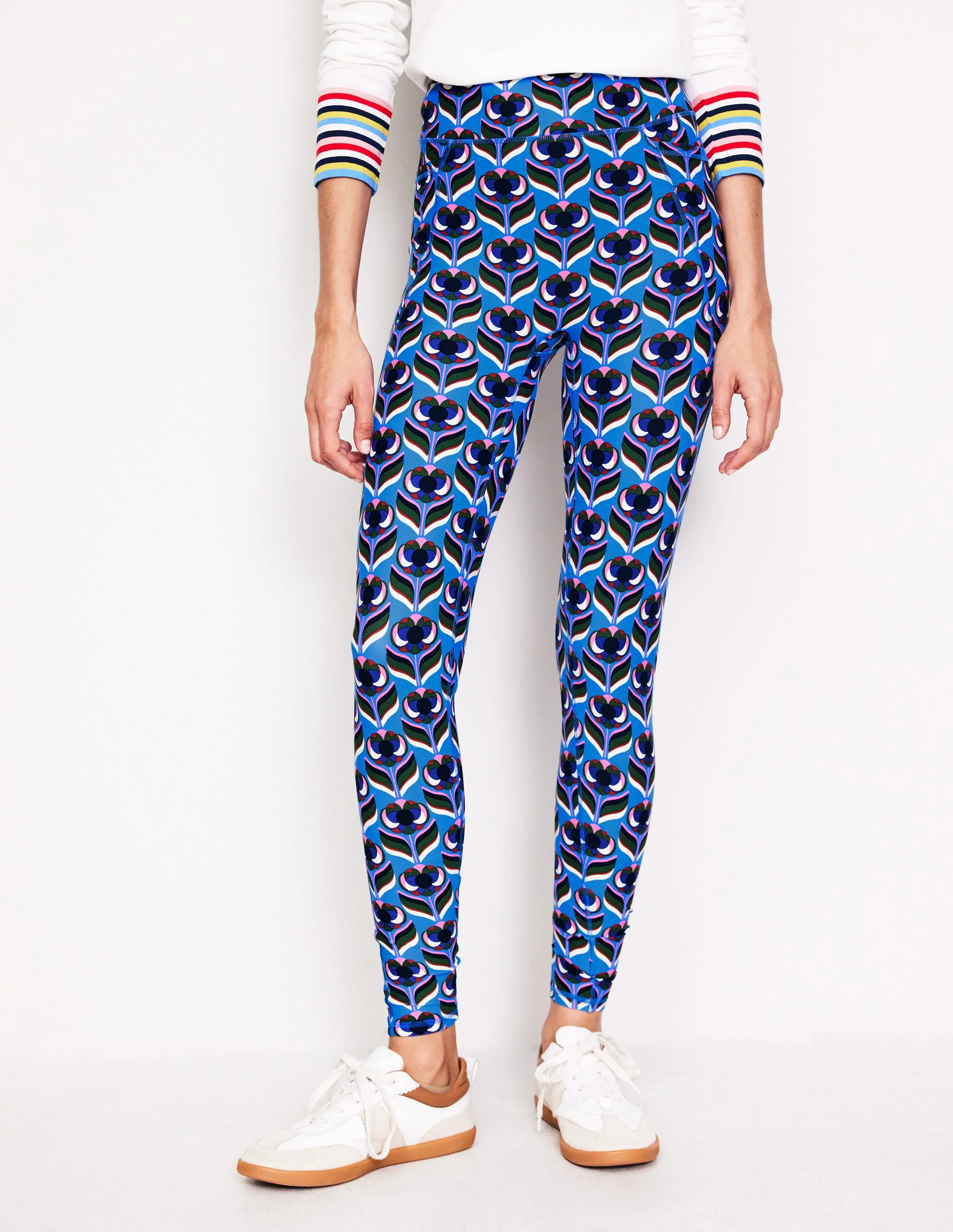 Leggings mit hohem Bund und Tasche-Directoire-Blau, Blütenstempel - Image 4