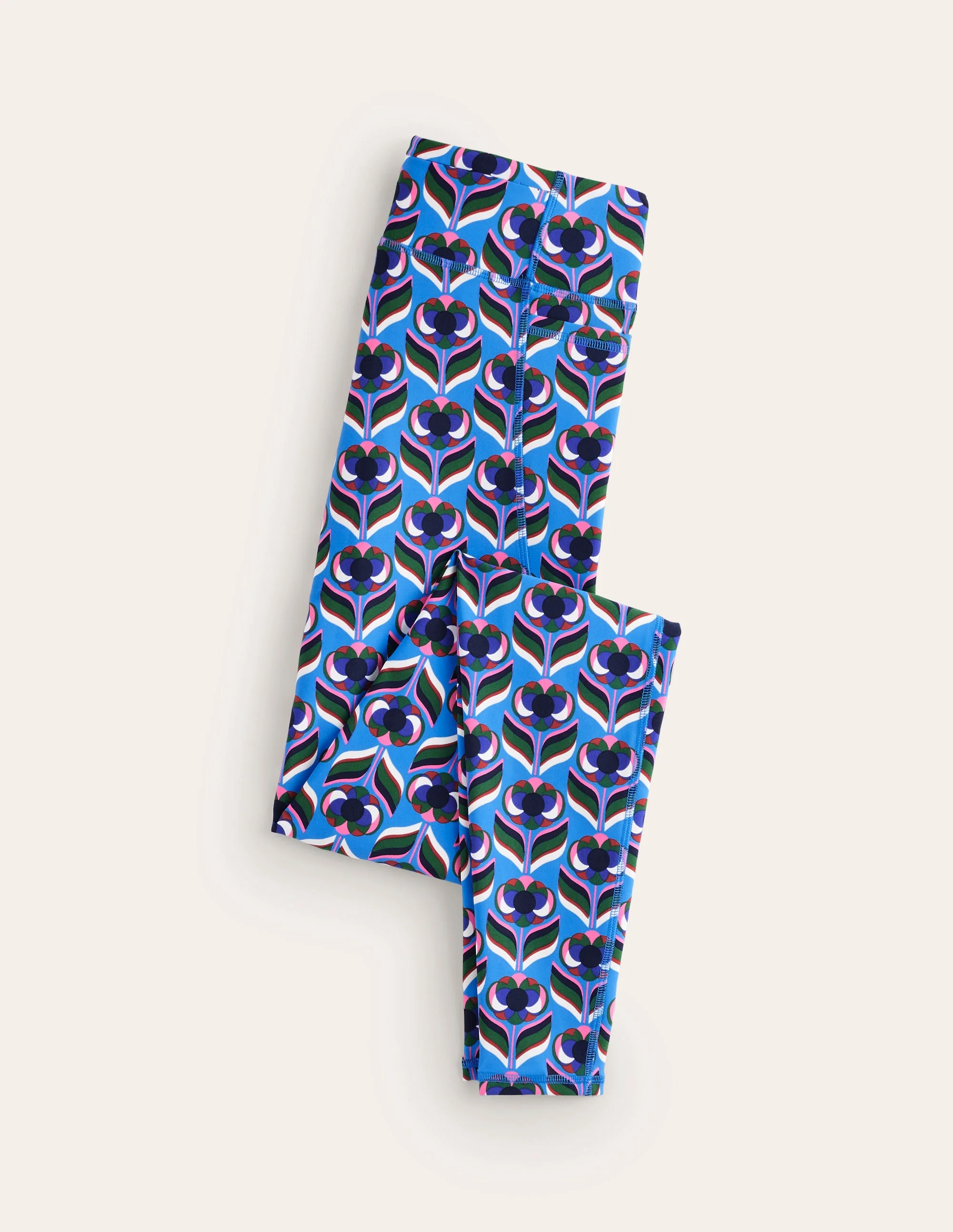 Leggings mit hohem Bund und Tasche-Directoire-Blau, Blütenstempel - Image 5