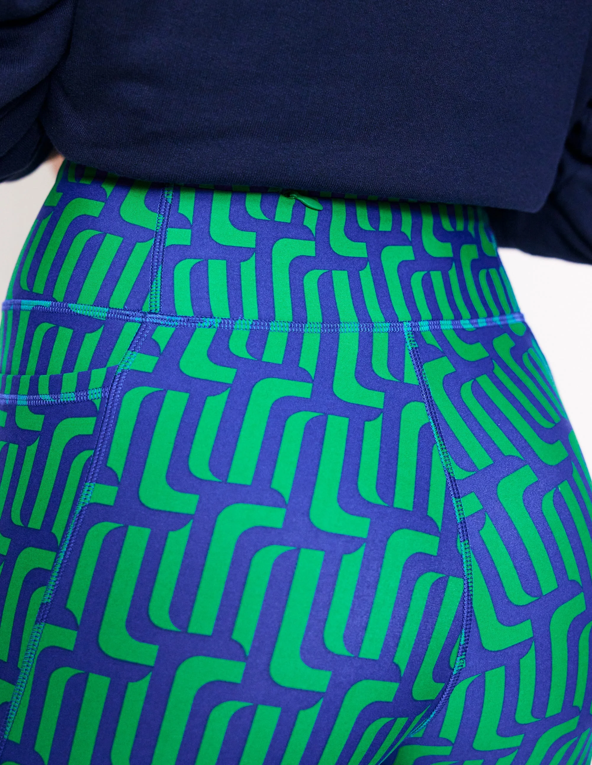 Leggings mit hohem Bund und Tasche-Grünes Tamburin, Motiv Falling Geo - Image 5