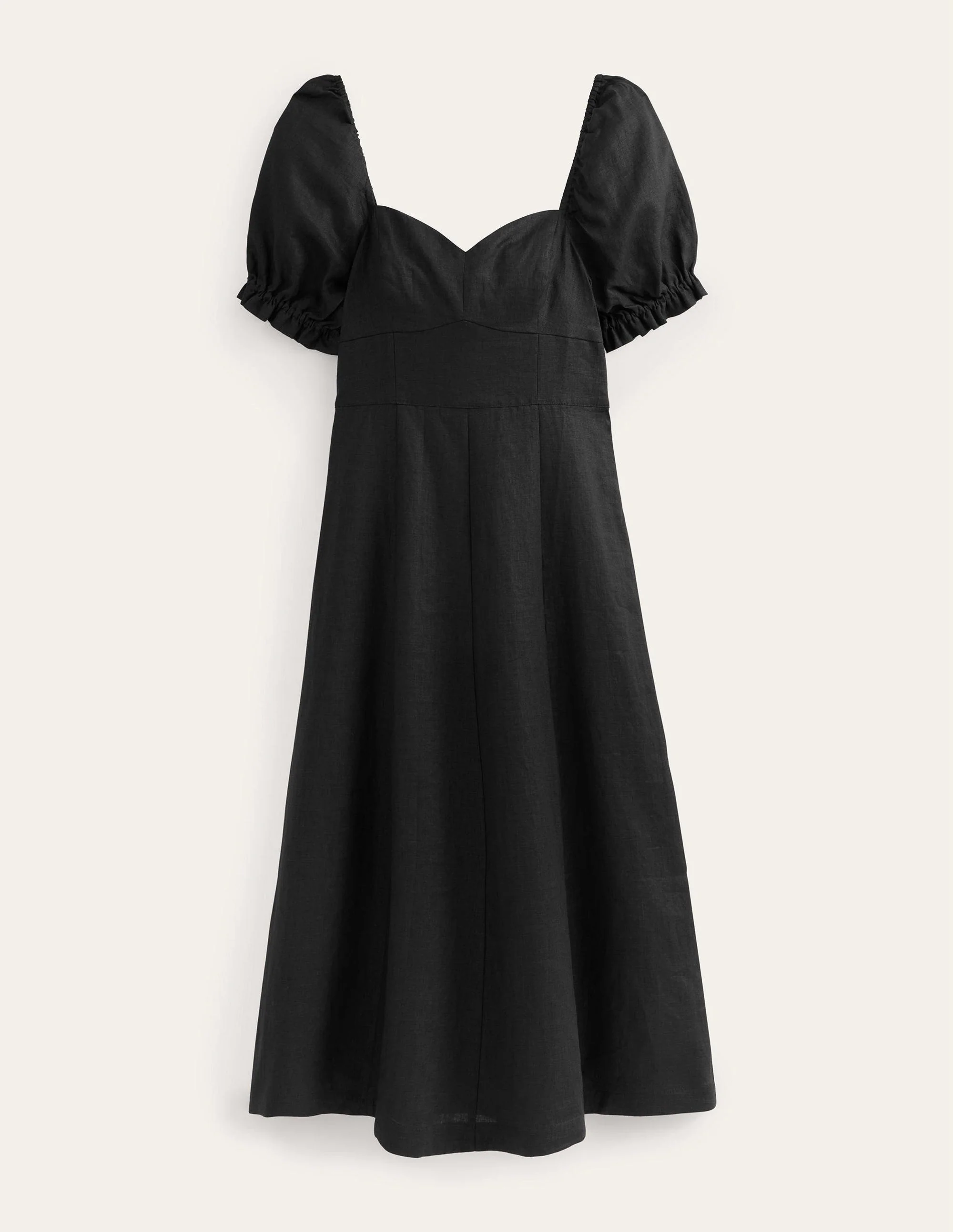 Leinen-Midikleid mit Herzausschnitt-Schwarz - Image 2
