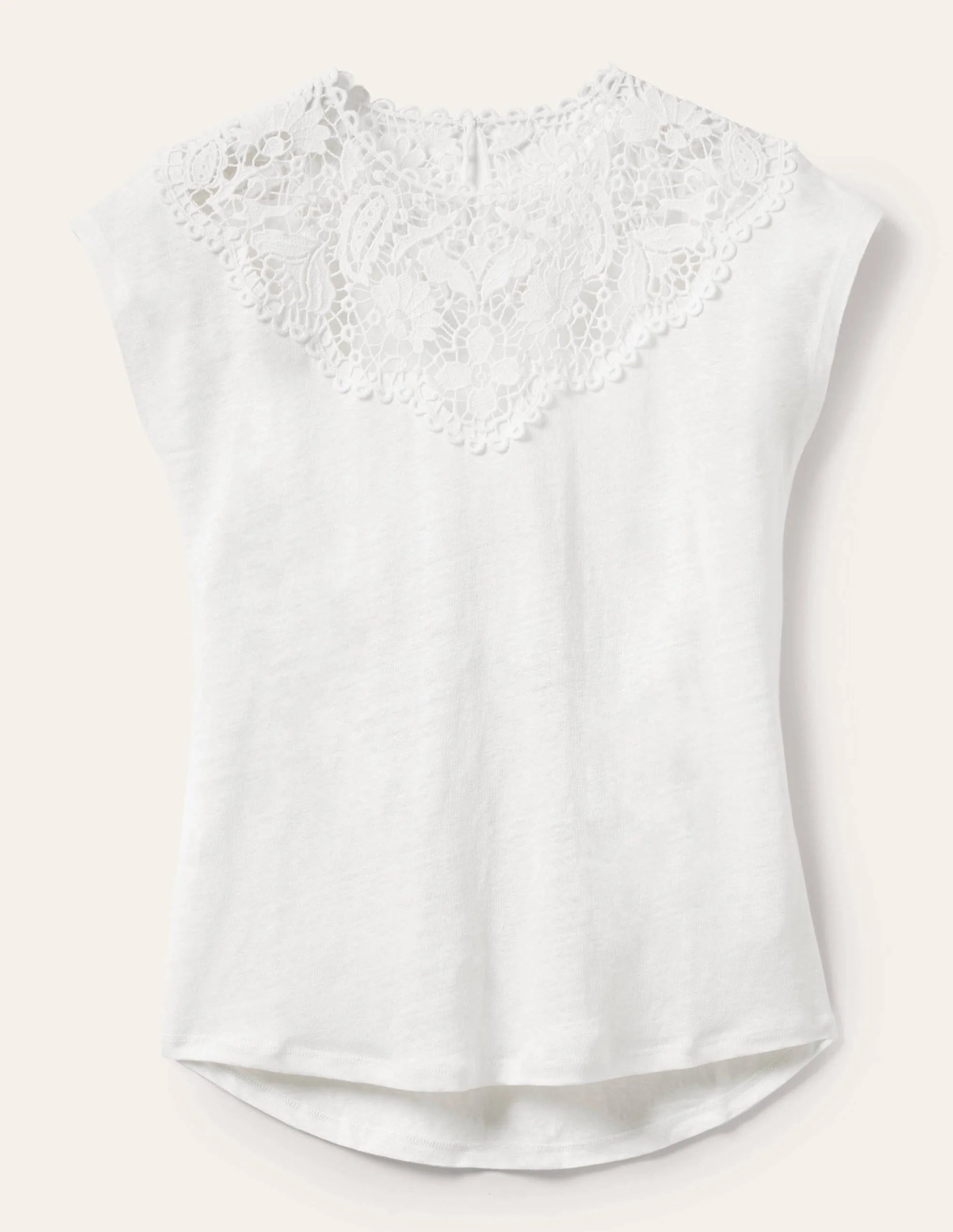 Leinen-T-Shirt mit Lochspitze-Weiß - Image 5