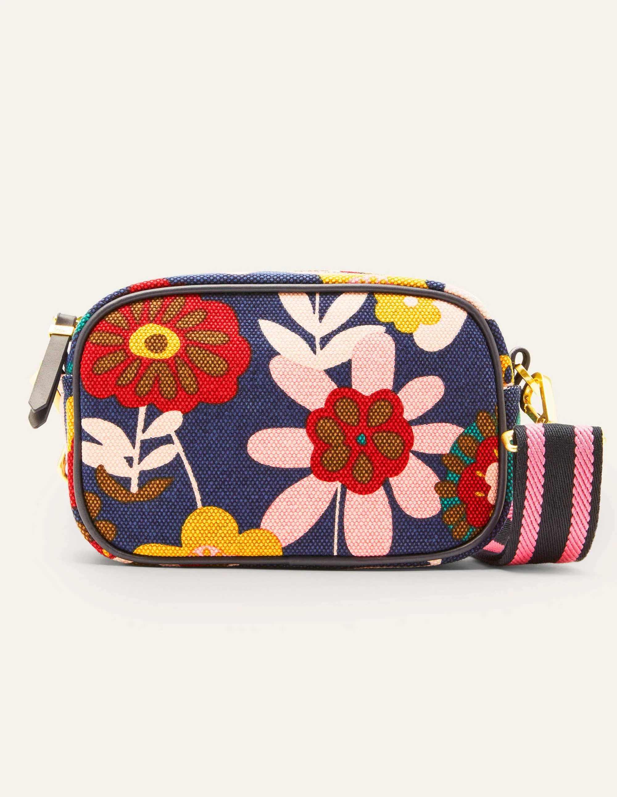 Leinen-Umhängetasche-Französisches Navy, Blüten - Image 4