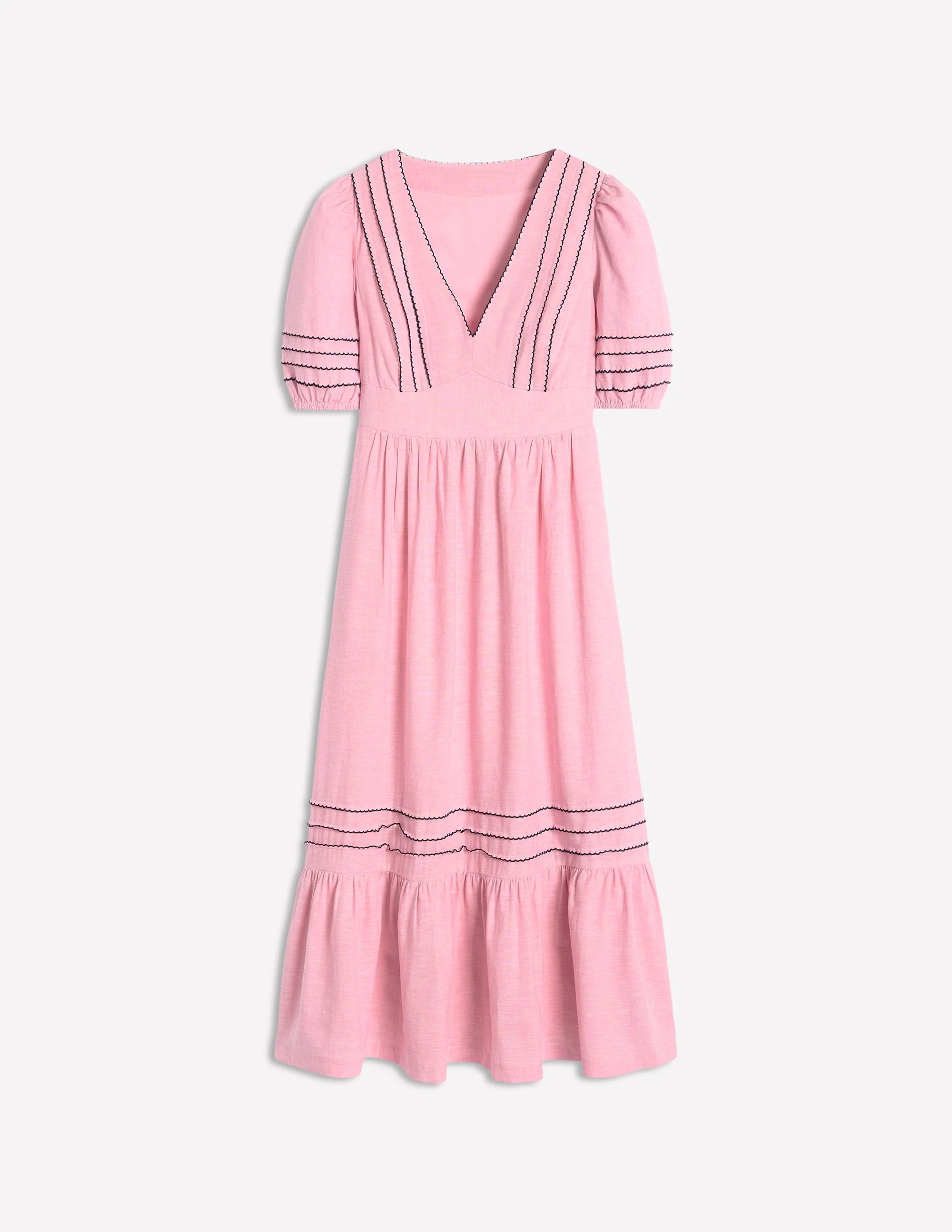 Leinenkleid mit gesmokter Taille-Wiesenrosa - Image 5