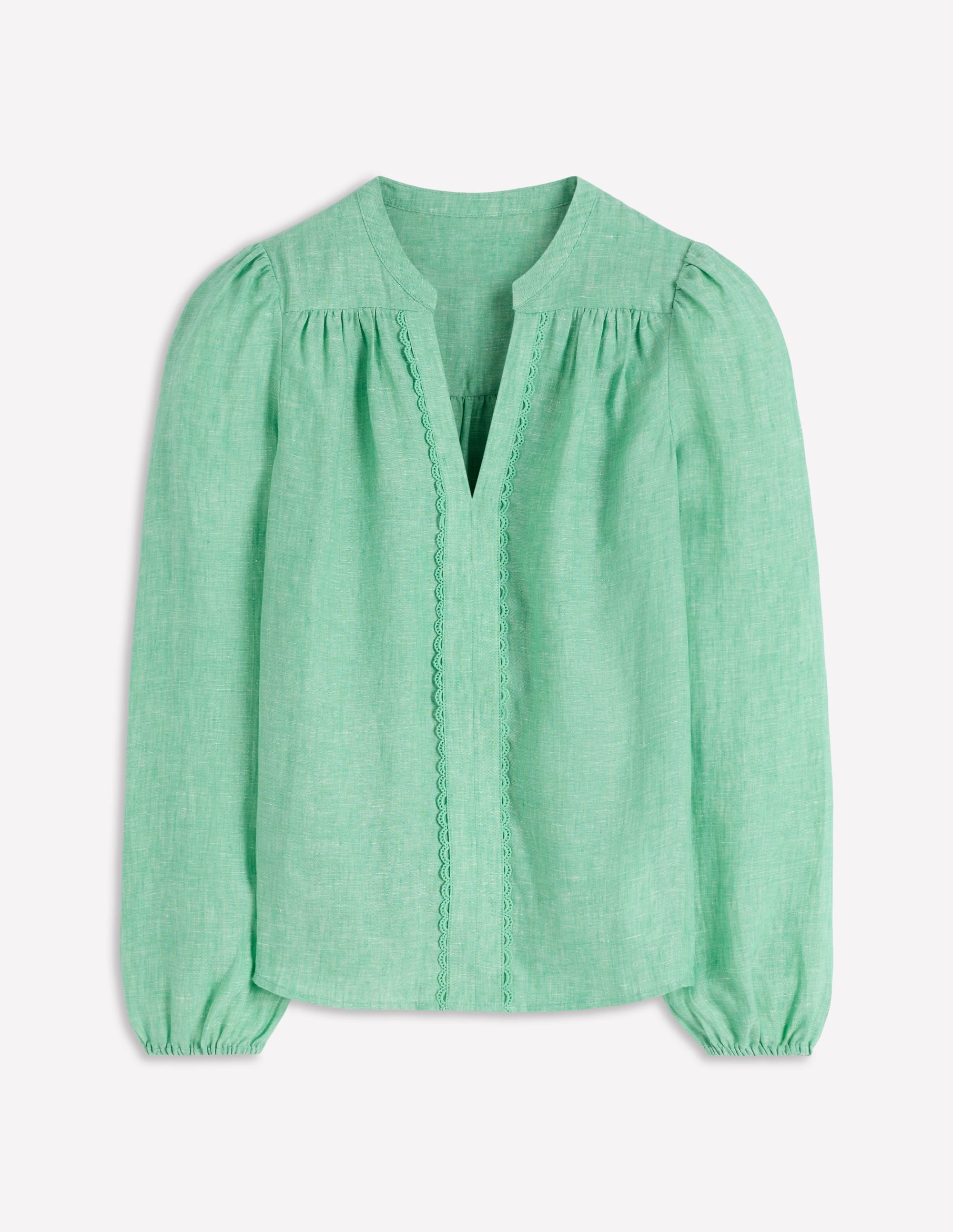 Leinenoberteil mit Besatz-Aloe-Grün Chambray - Image 6