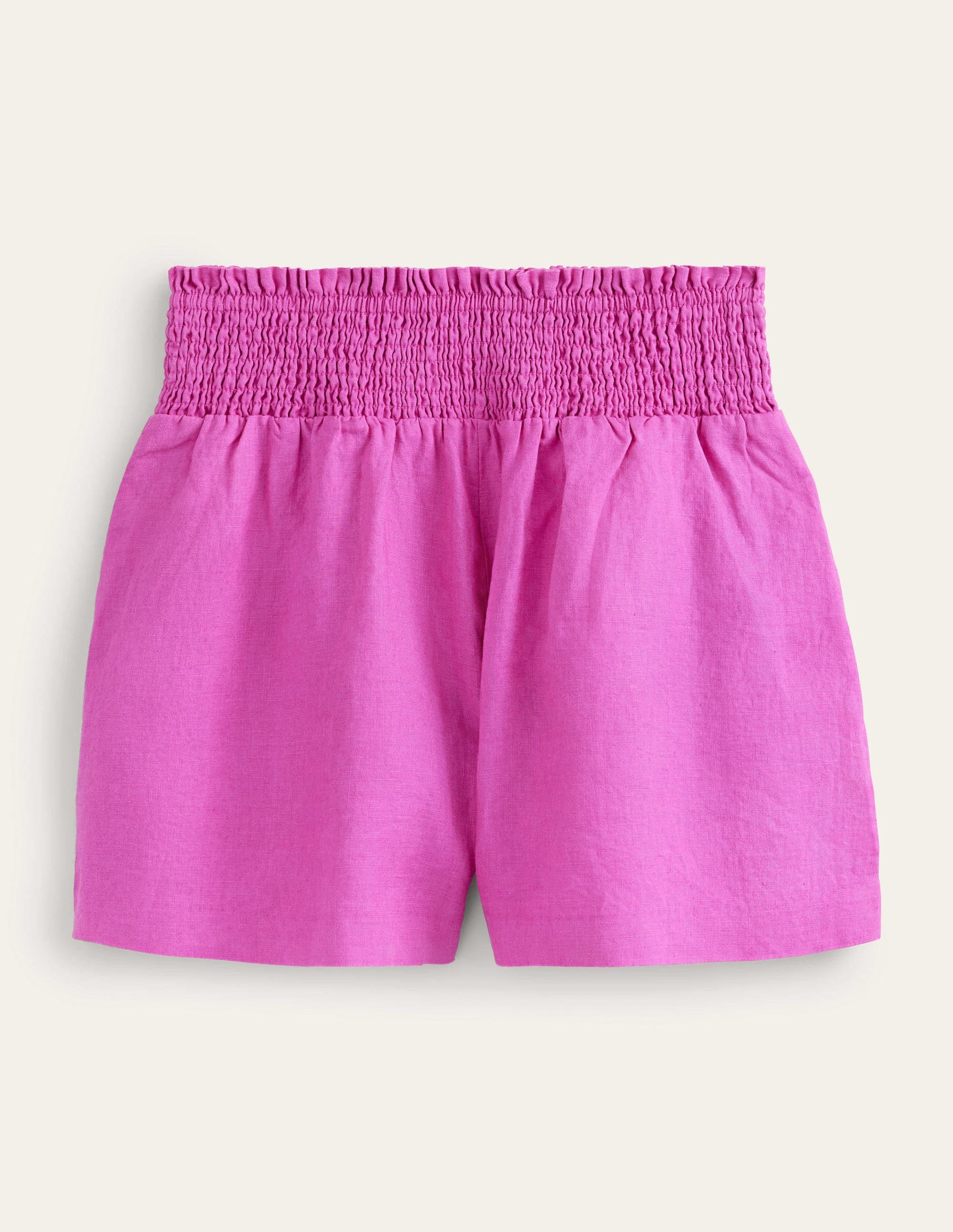 Leinenshorts mit geraffter Taille-Magenta - Image 2