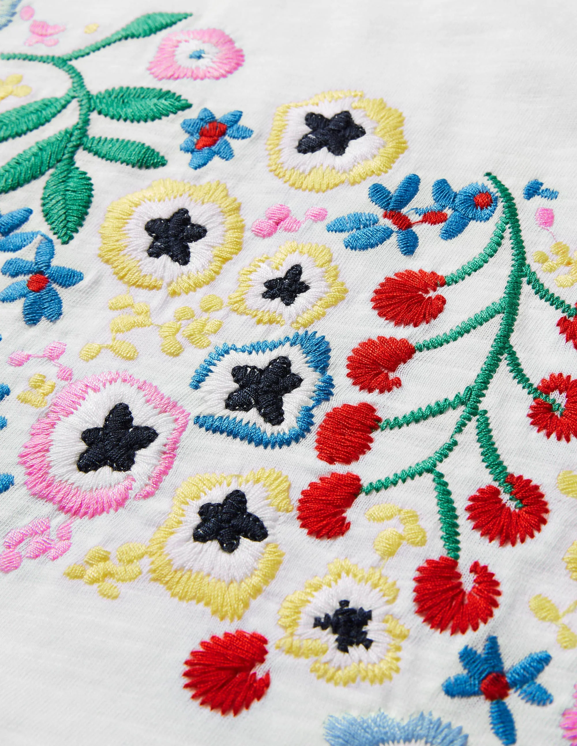 Lena Jersey-T-Shirt mit Stickerei-Weiß/Bunt, Blumenstickerei - Image 7