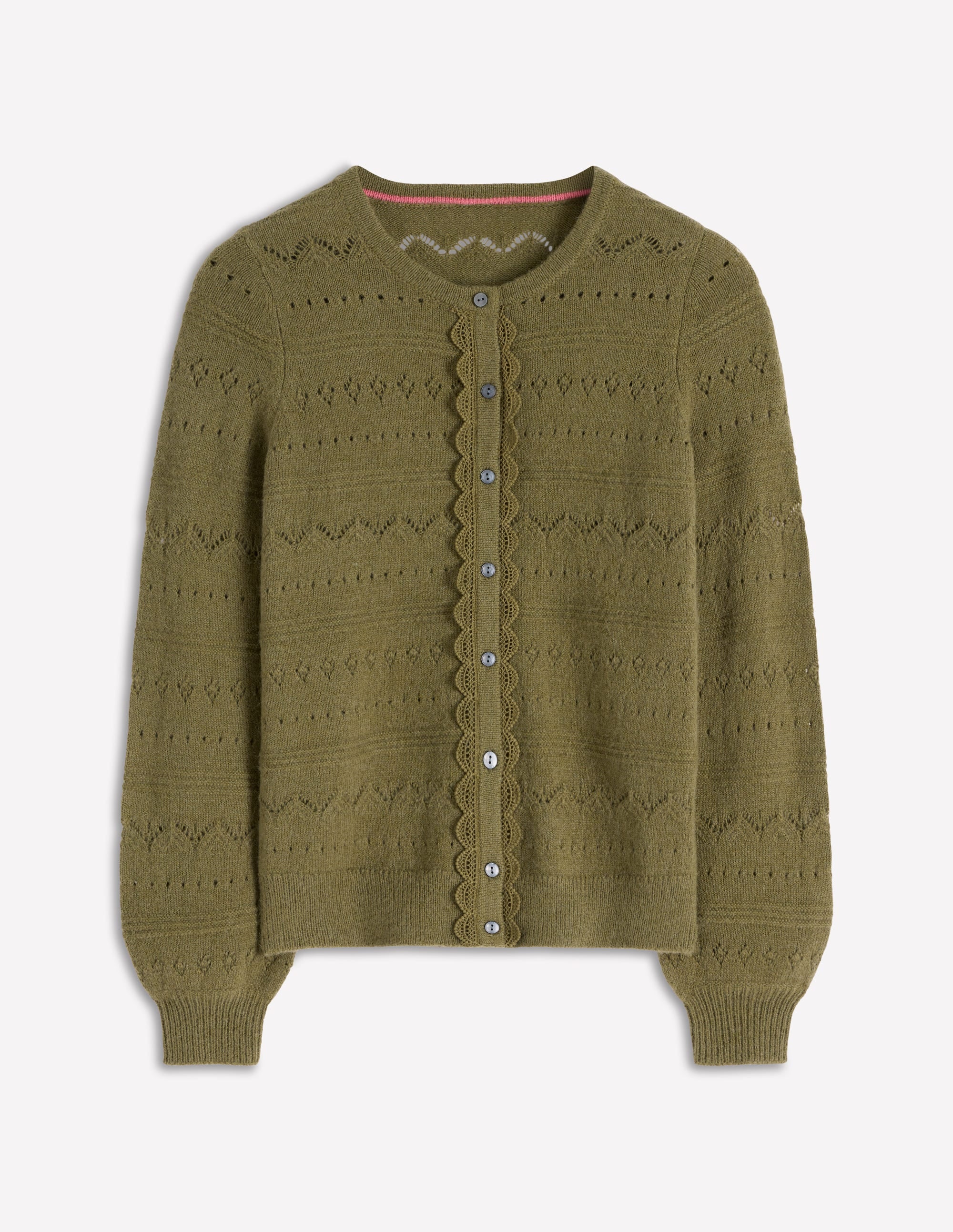 Leticia Strickjacke mit Spitzenbesatz-Waldgrün - Image 5