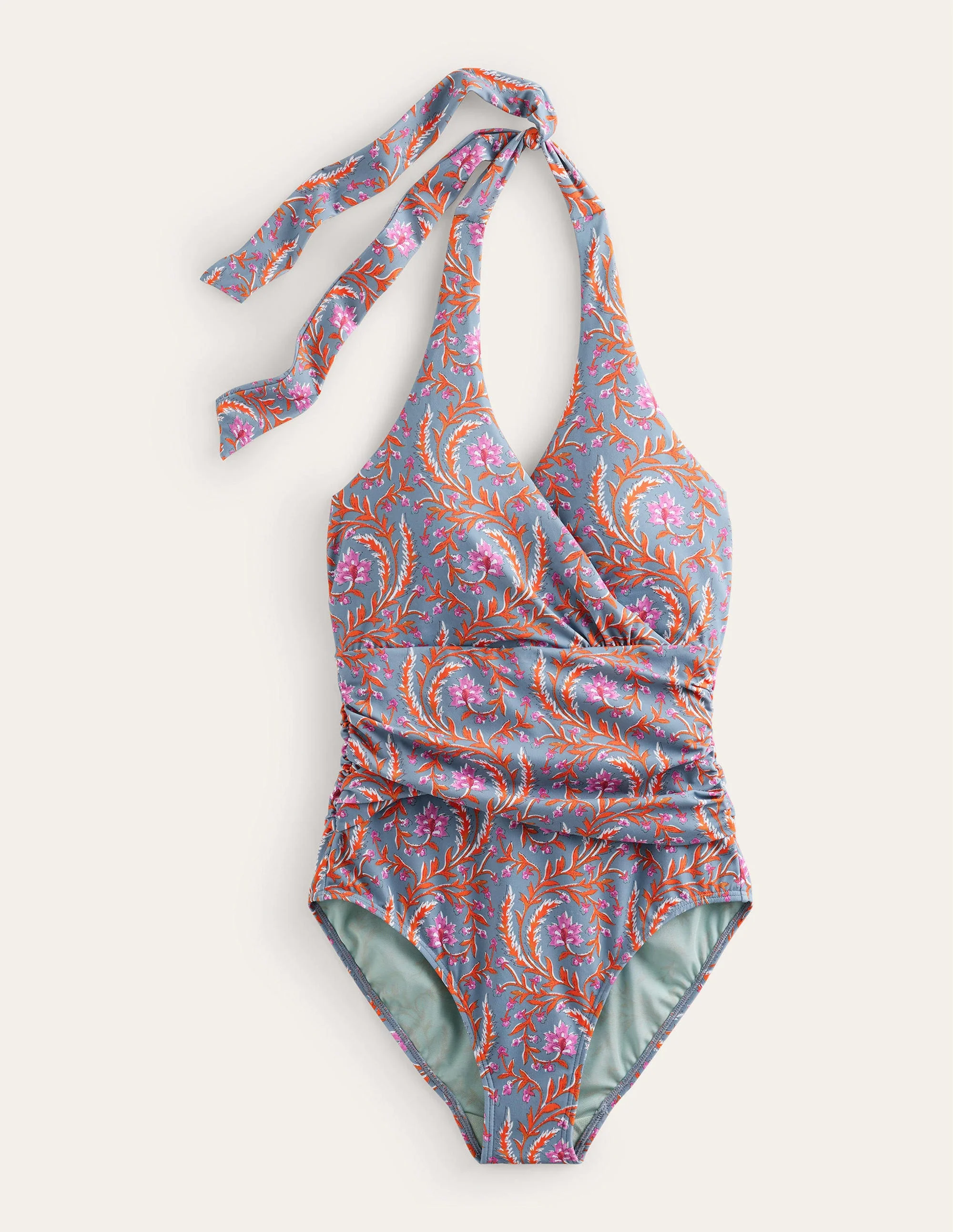 Levanzo Neckholder-Badeanzug-Delfinblau, Üppige Weinranken - Image 8
