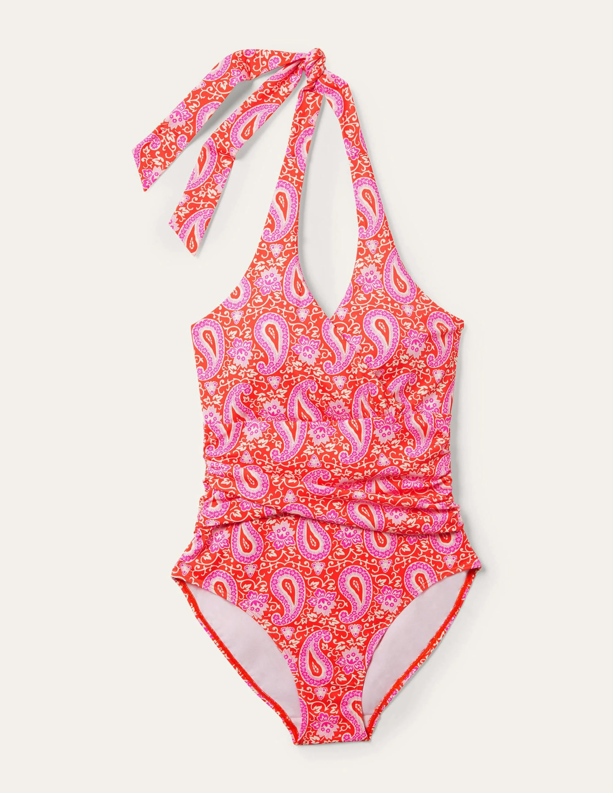Levanzo Neckholder-Badeanzug-Knalliges Papayaorange, Paisleymuster - Image 7