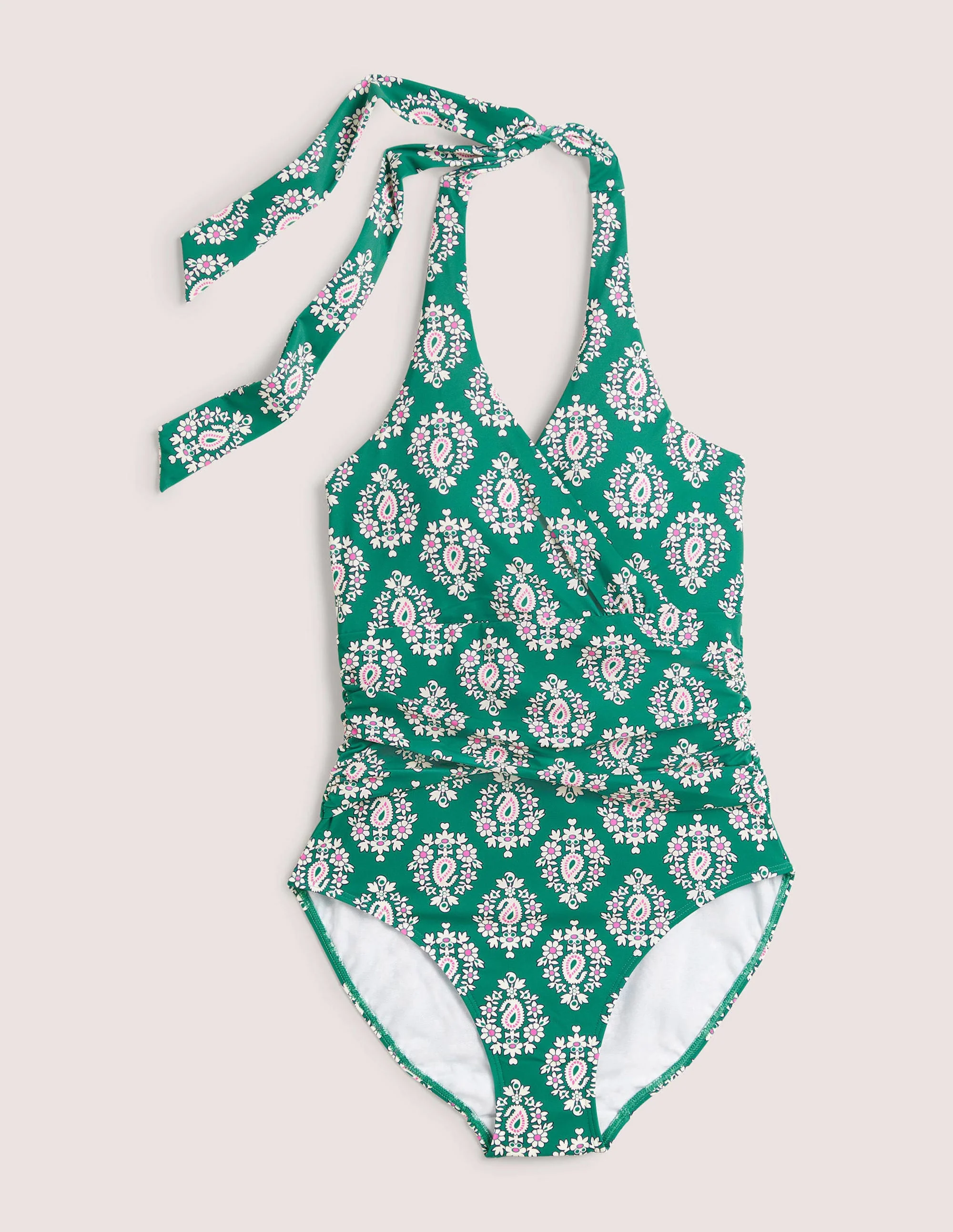 Levanzo Neckholder-Badeanzug-Waldgrün, Opulentes Paisleymuster - Image 6