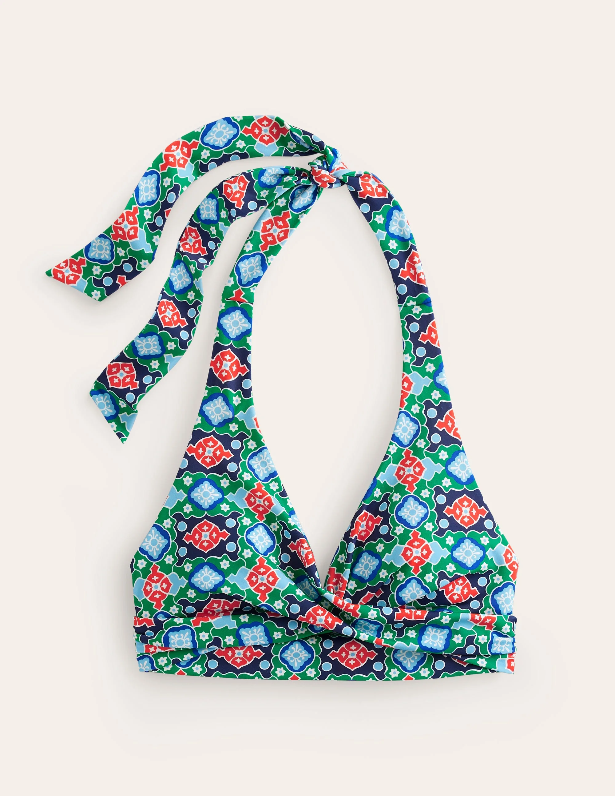 Levanzo Neckholder-Bikinioberteil-Grünes Tamburin, Küsten-Kachel - Image 5