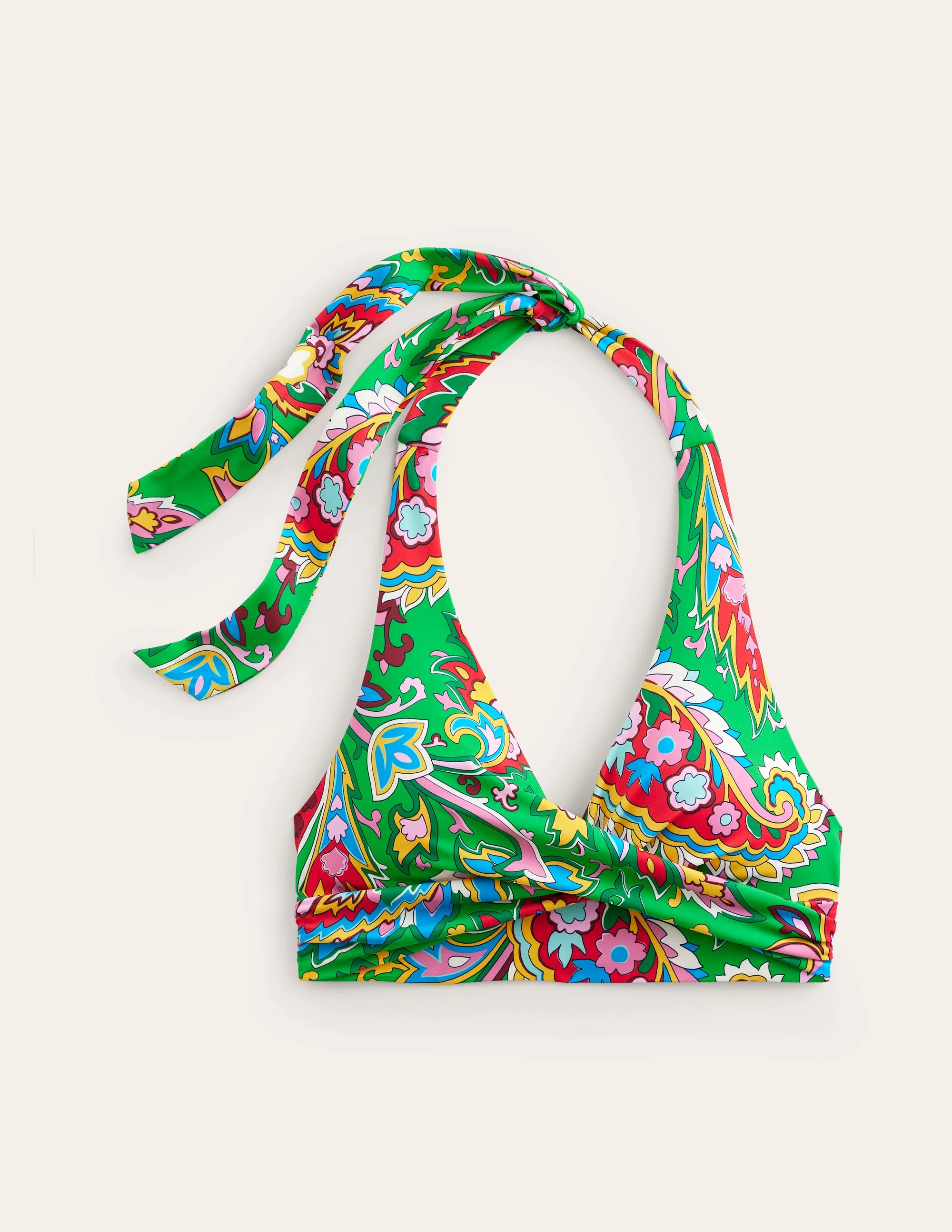 Levanzo Neckholder-Bikinioberteil-Kelly Grün, Paisley Azurblau - Image 5