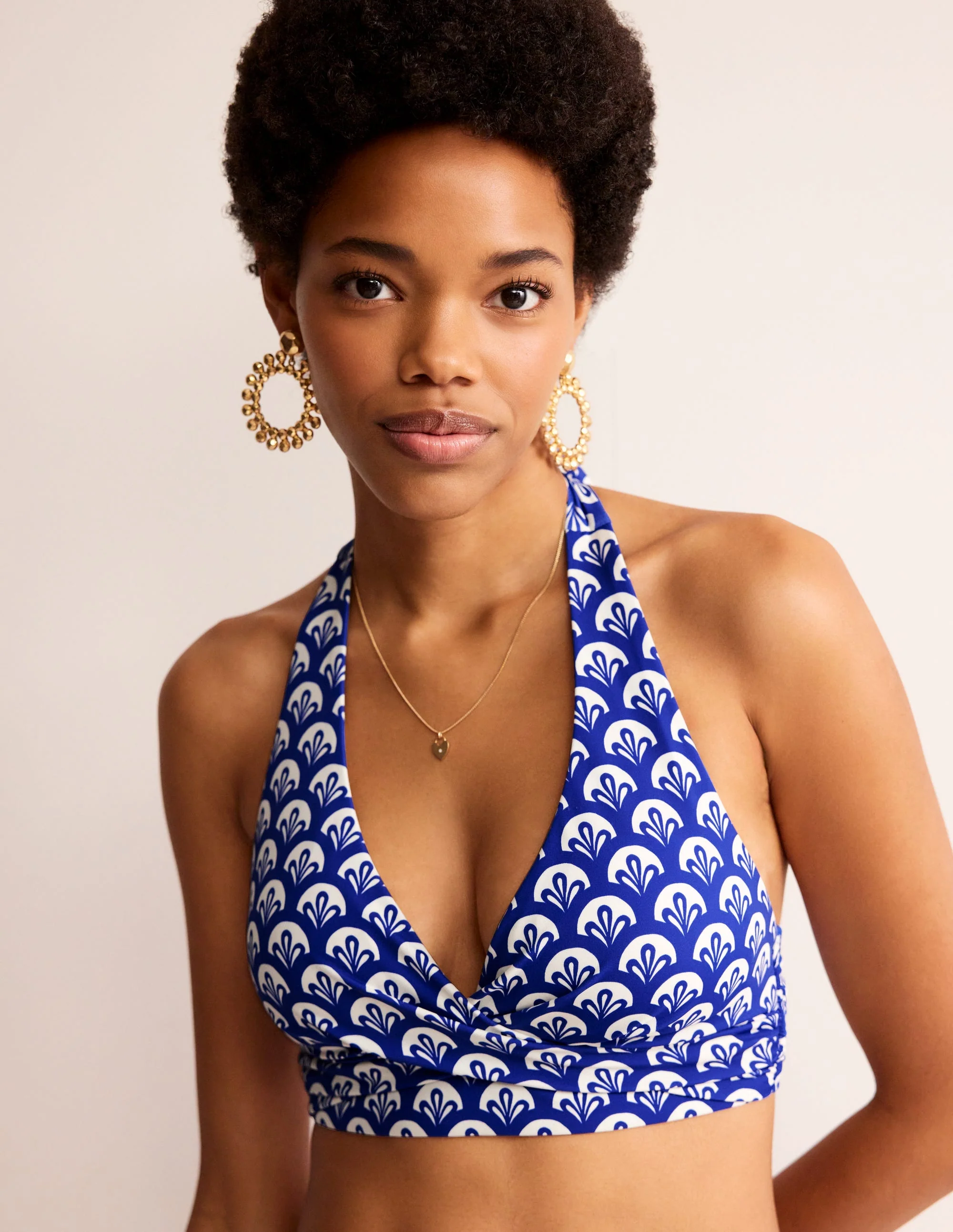 Levanzo Neckholder-Bikinioberteil-Surf The Web, Laub Geo - Image 2