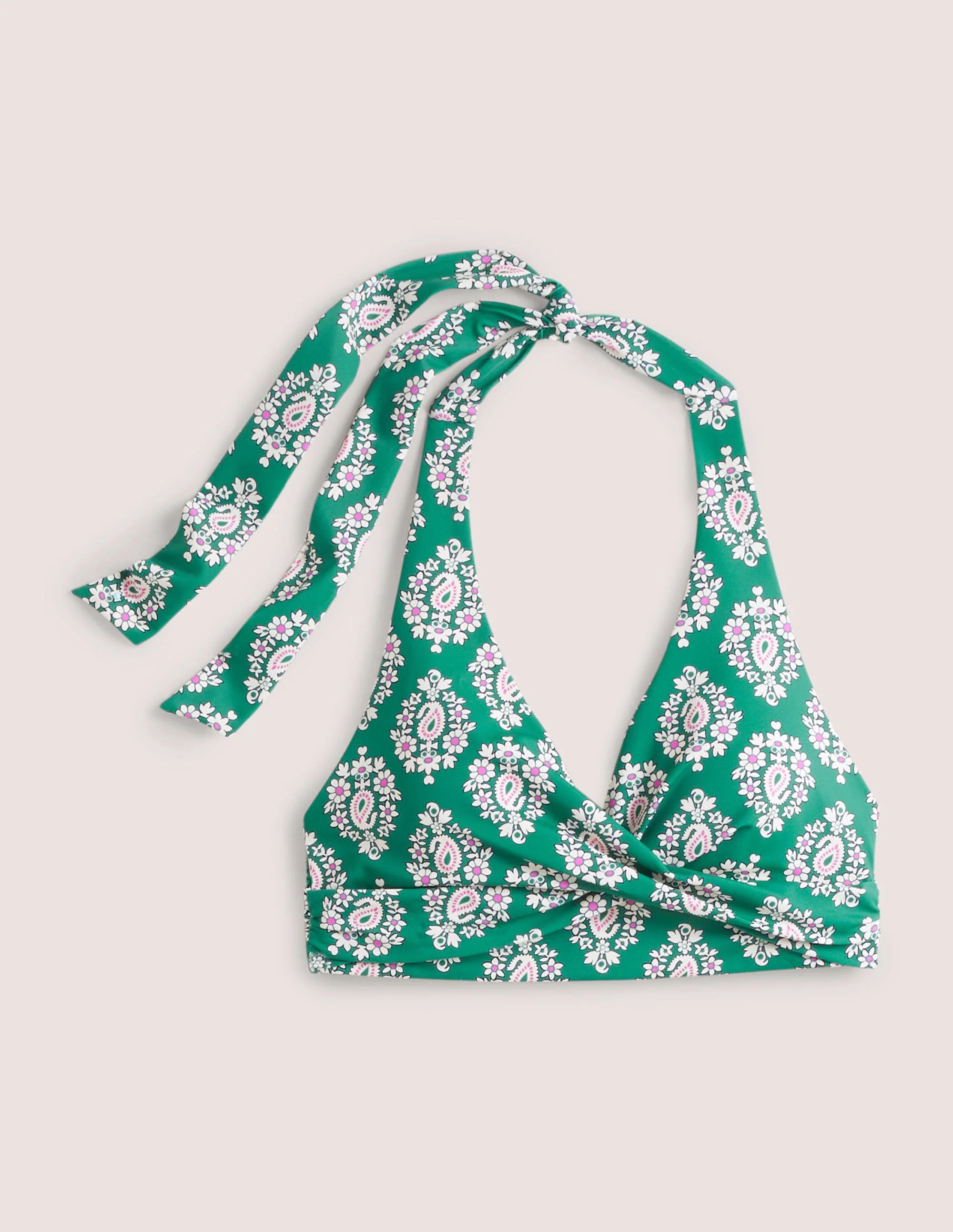 Levanzo Neckholder-Bikinioberteil-Waldgrün, Opulentes Paisleymuster - Image 7
