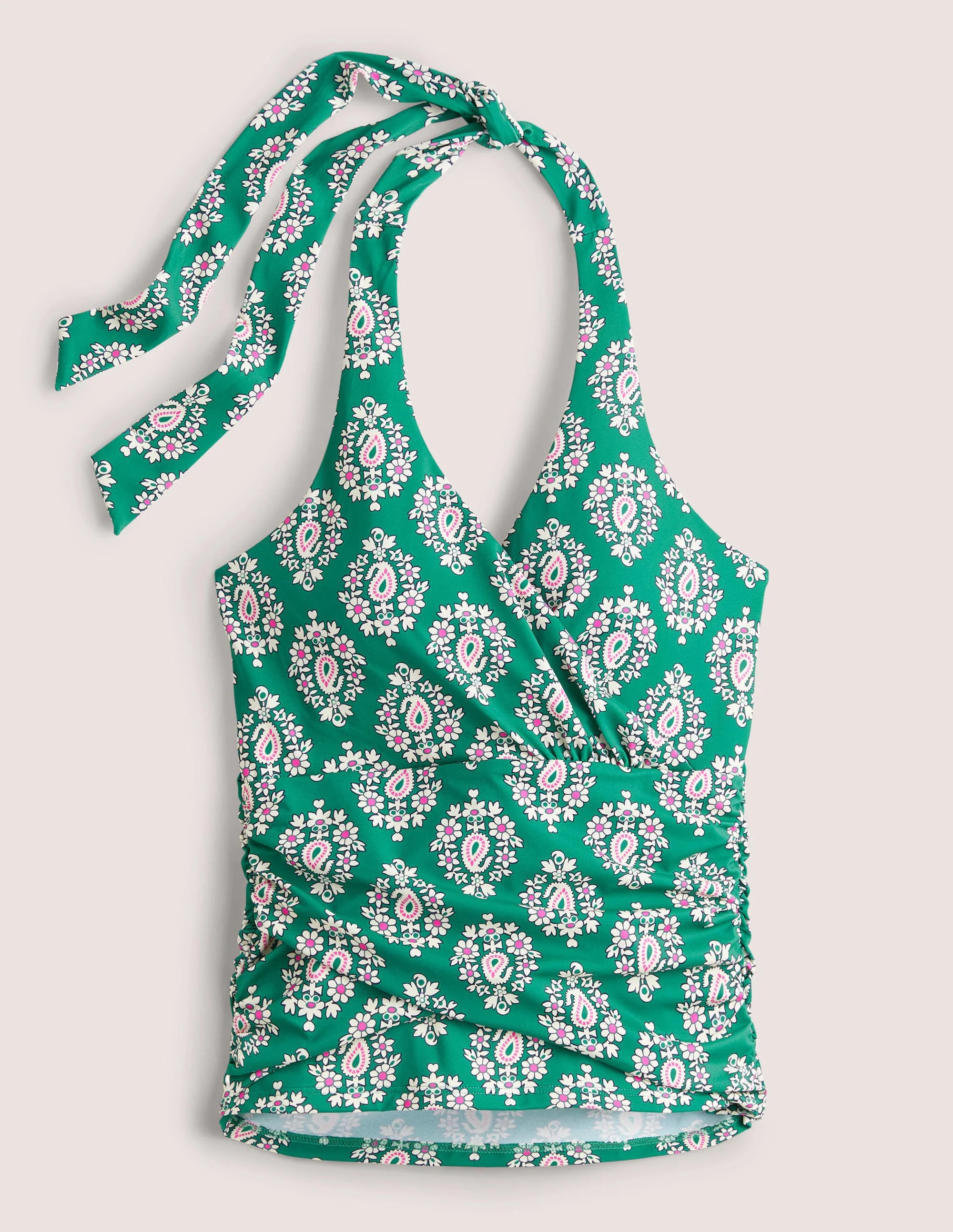 Levanzo Neckholder-Tankinioberteil-Waldgrün, Opulentes Paisleymuster - Image 6