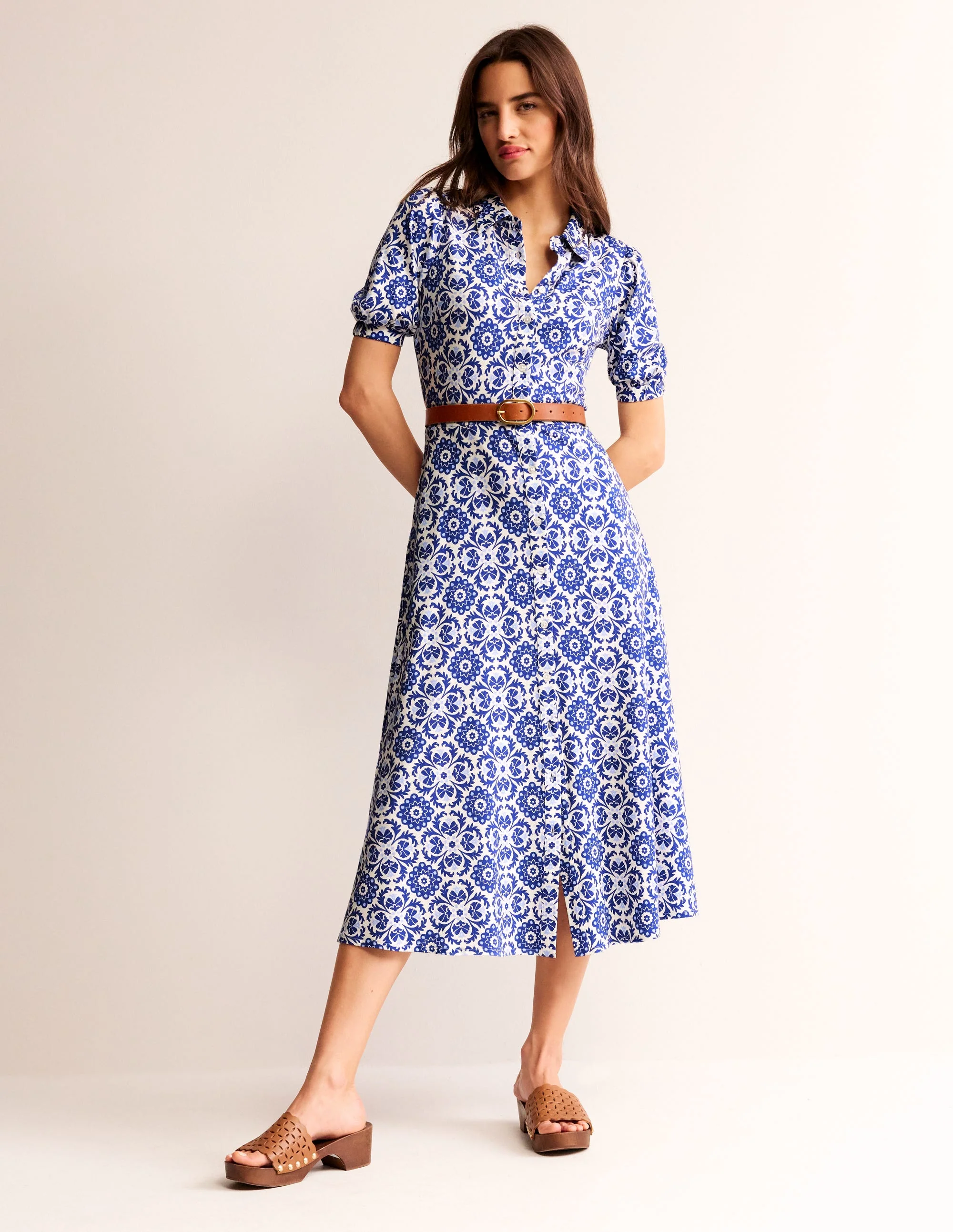 Libby Midi-Hemdblusenkleid aus Jersey-Surf the Web, Mosaik Blüte - Image 5