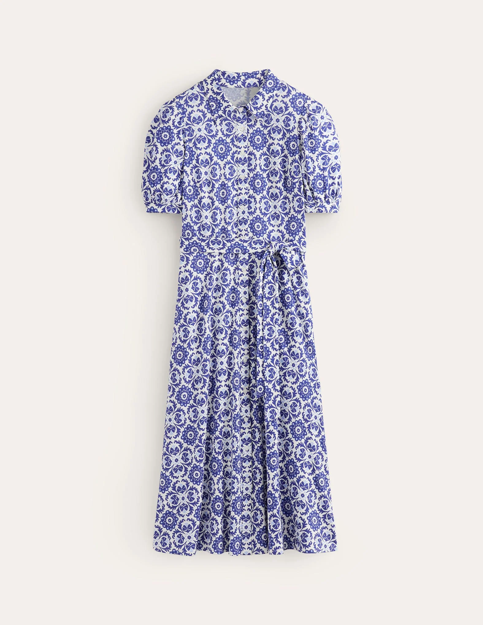 Libby Midi-Hemdblusenkleid aus Jersey-Surf the Web, Mosaik Blüte - Image 7
