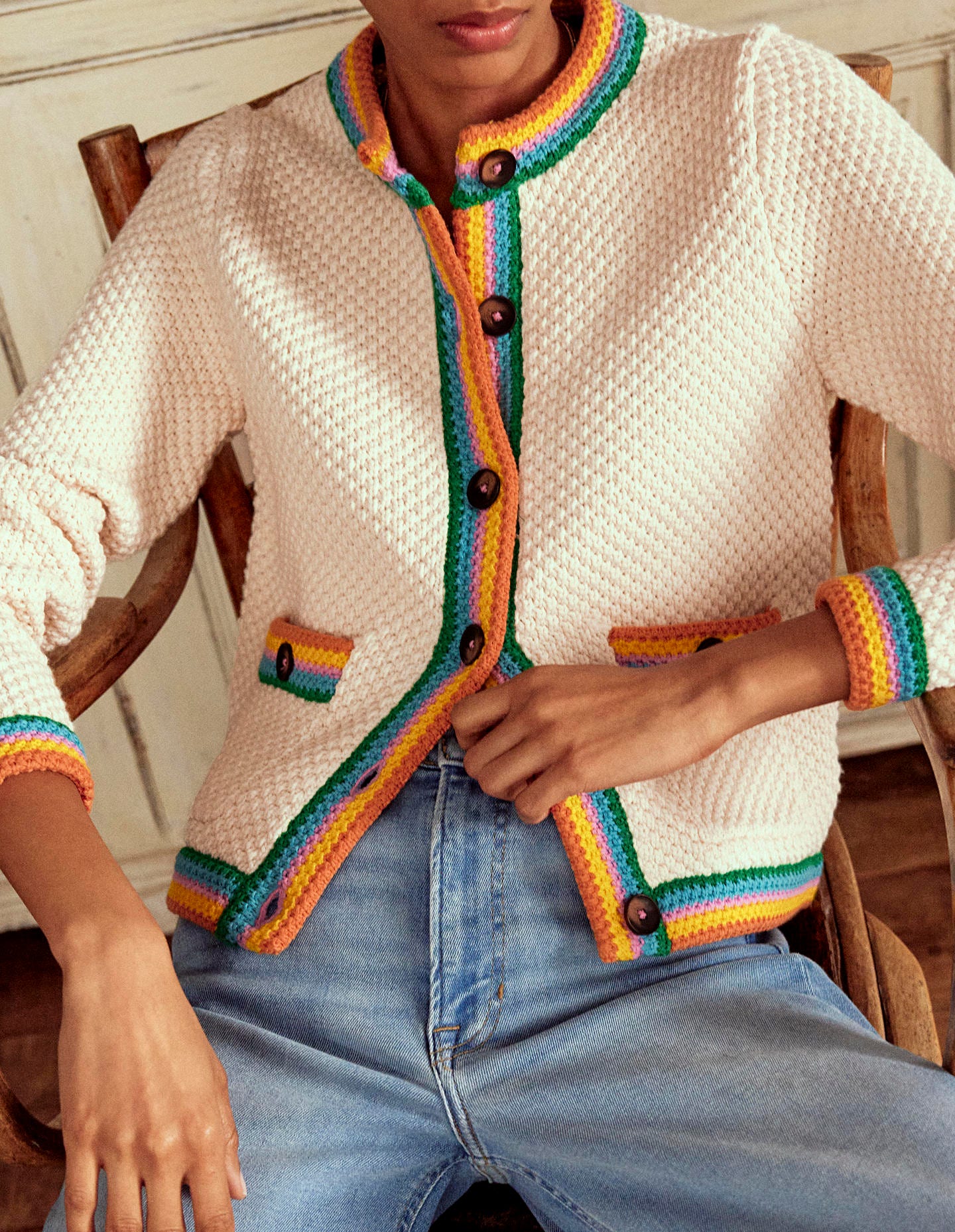 Libby Strickjacke-Warmes Naturweiß, Regenbogen - Image 7