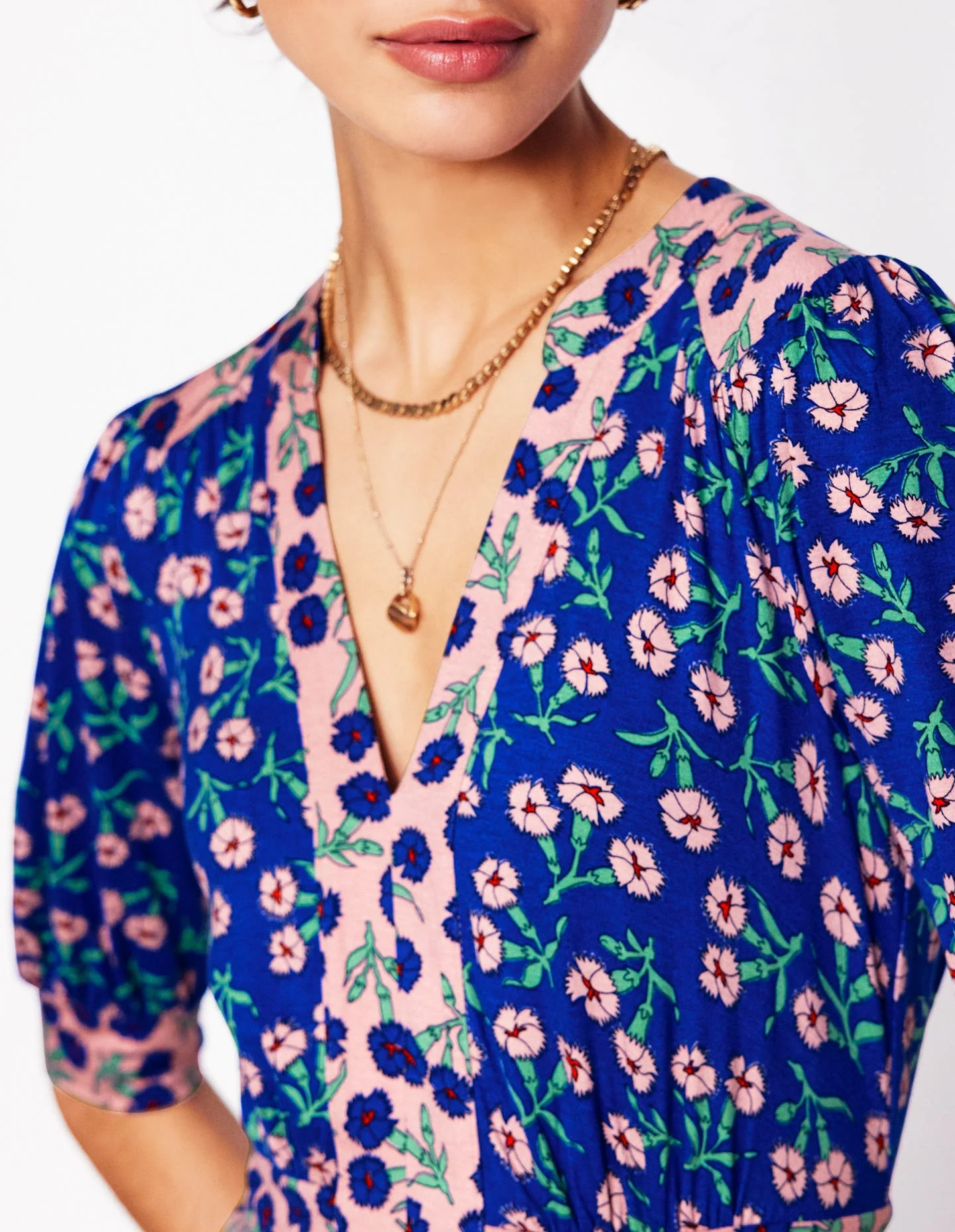 Lily Midi-Teekleid aus Jersey-Leuchtendes Blau, Nelkenzweig - Image 2