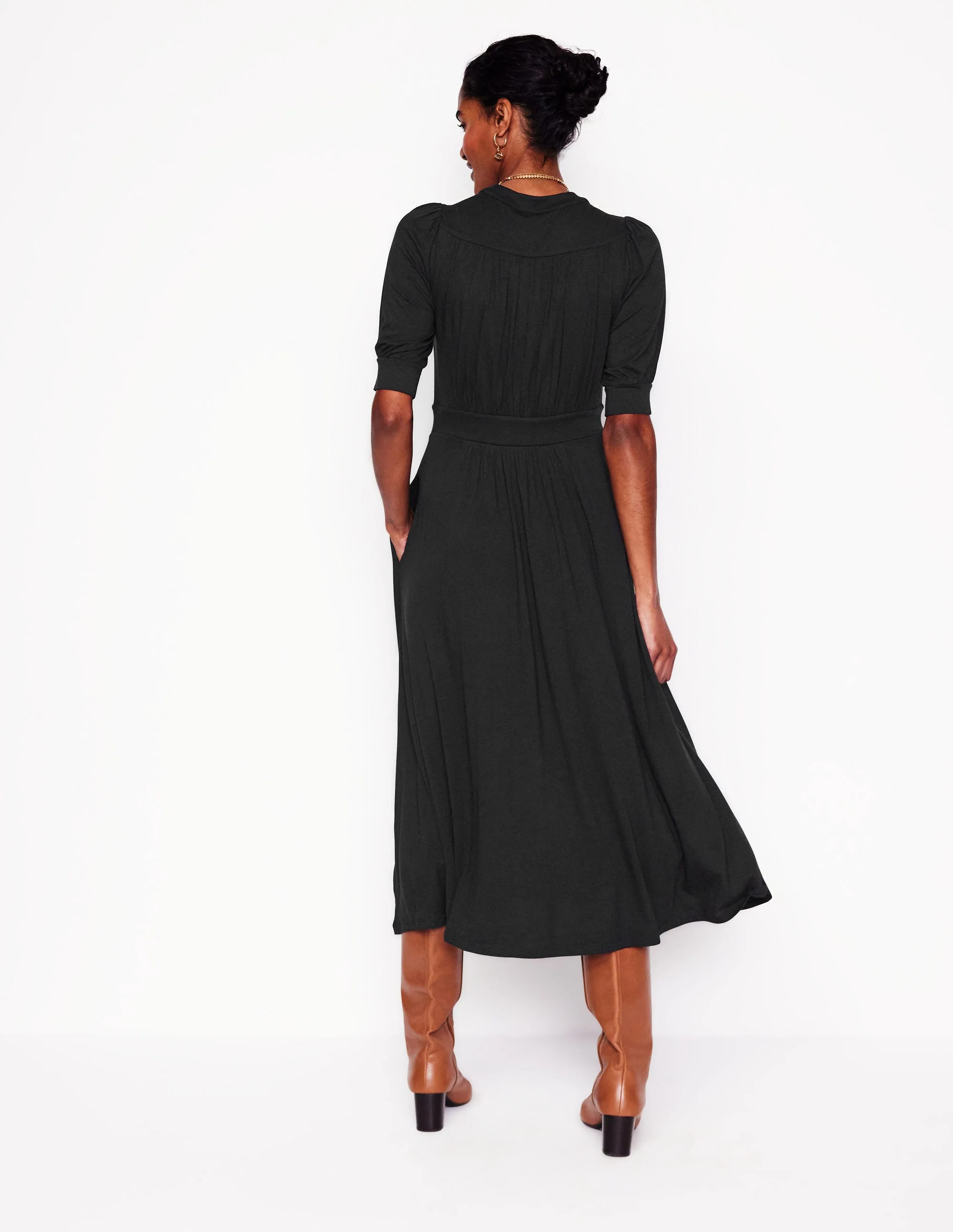 Lily Midi-Teekleid aus Jersey-Schwarz - Image 3