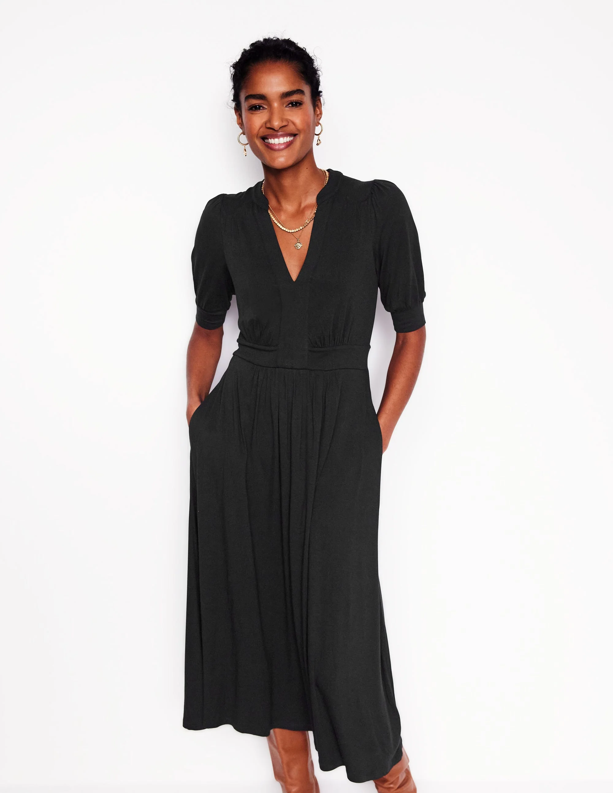 Lily Midi-Teekleid aus Jersey-Schwarz - Image 4