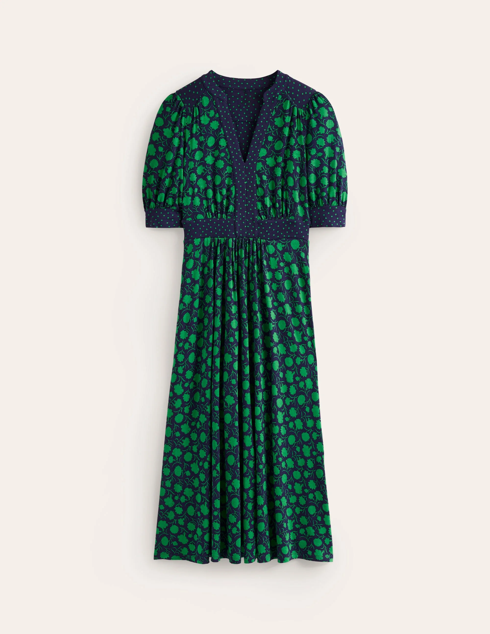 Lily Midi-Teekleid aus Jersey-Smaragdgrün, Silhouette Zweig - Image 5