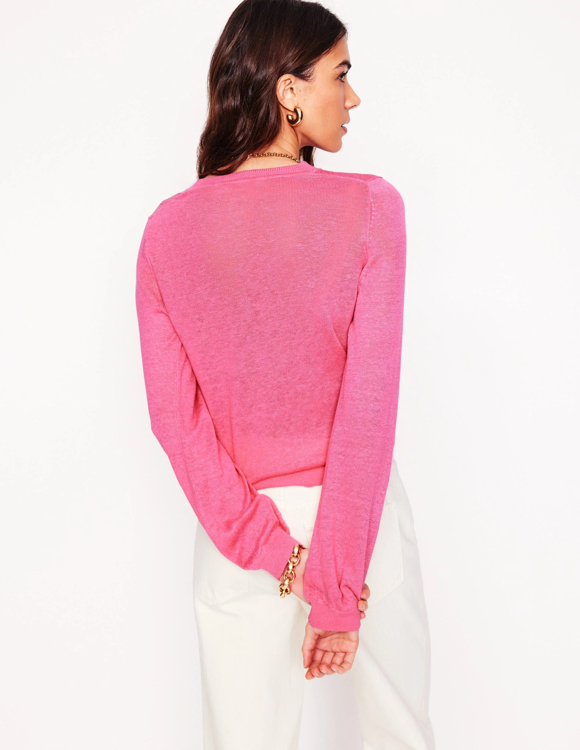 Liv Henley-Pullover aus Leinen-Rosa Rose - Image 4