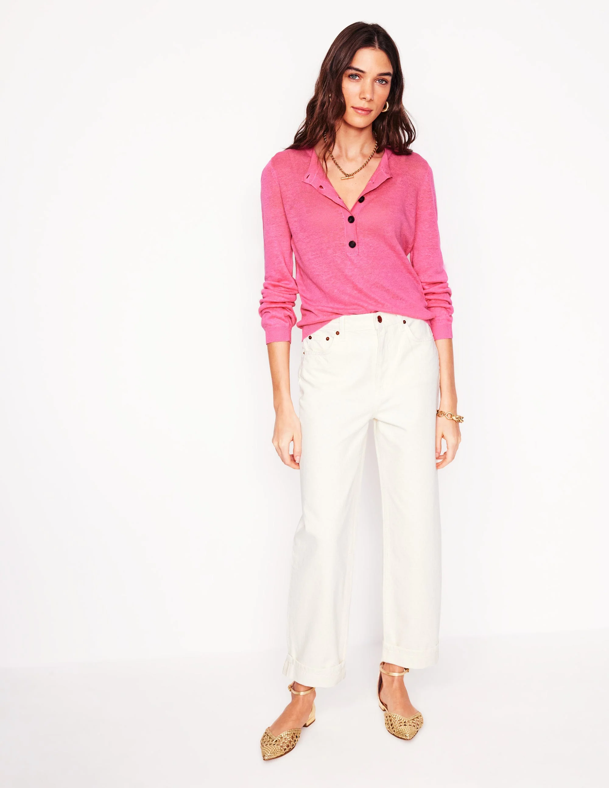 Liv Henley-Pullover aus Leinen-Rosa Rose - Image 7