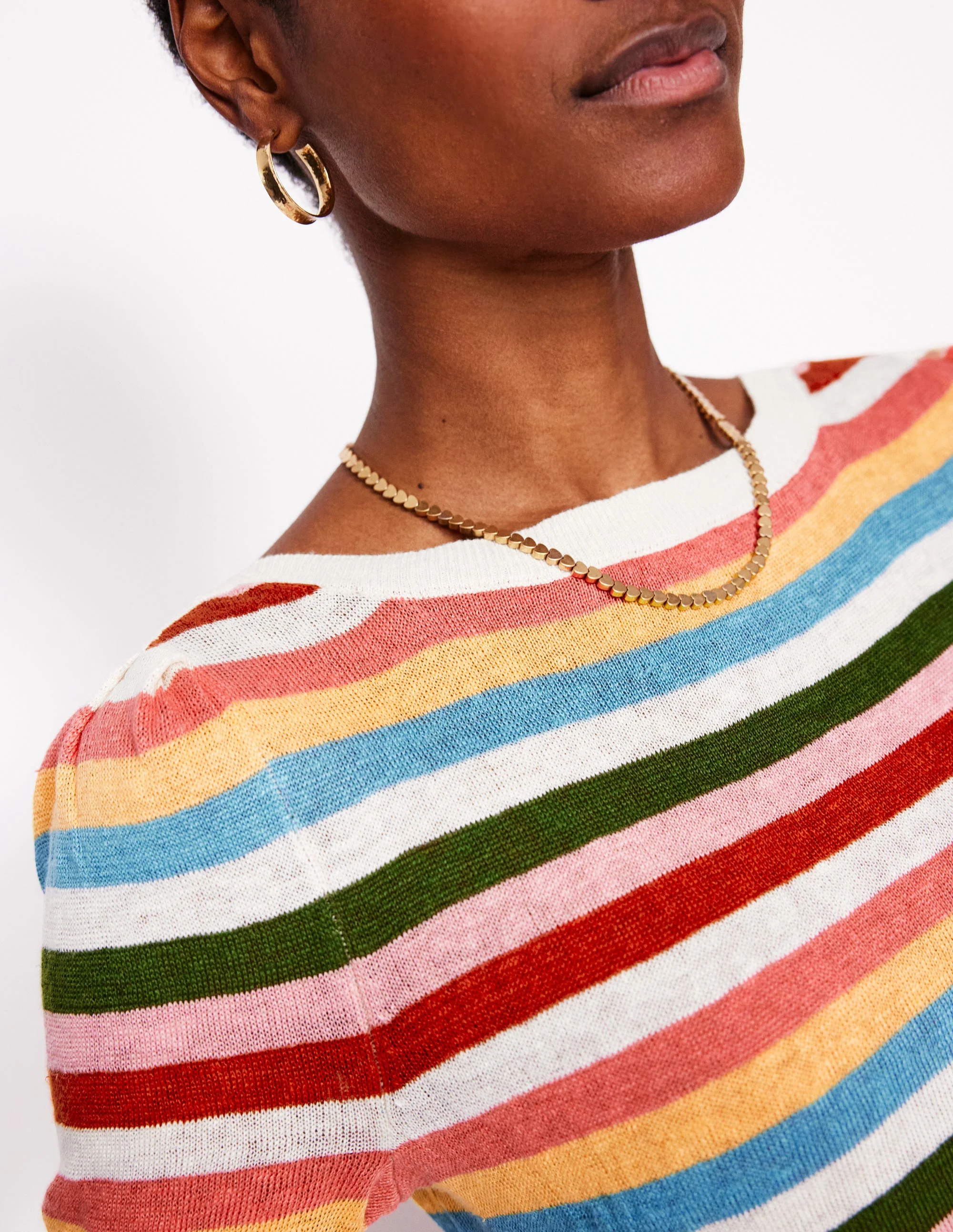 Liv T-Shirt aus Leinen mit U-Boot-Ausschnitt-Bunt, Regenbogen - Image 2