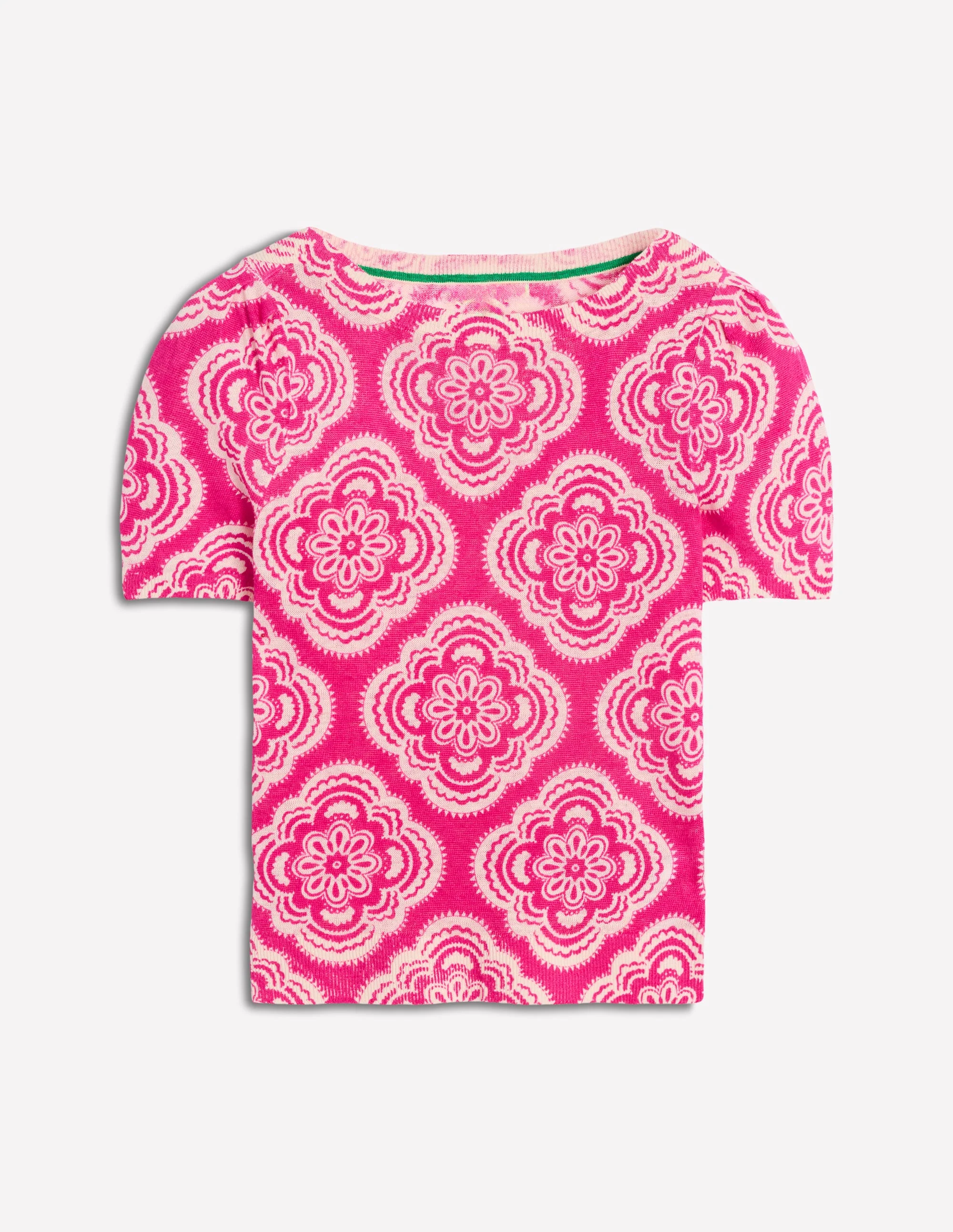 Liv T-Shirt aus Leinen mit U-Boot-Ausschnitt-Rosa Pfingstrose, Botanic Blush-Motiv - Image 5
