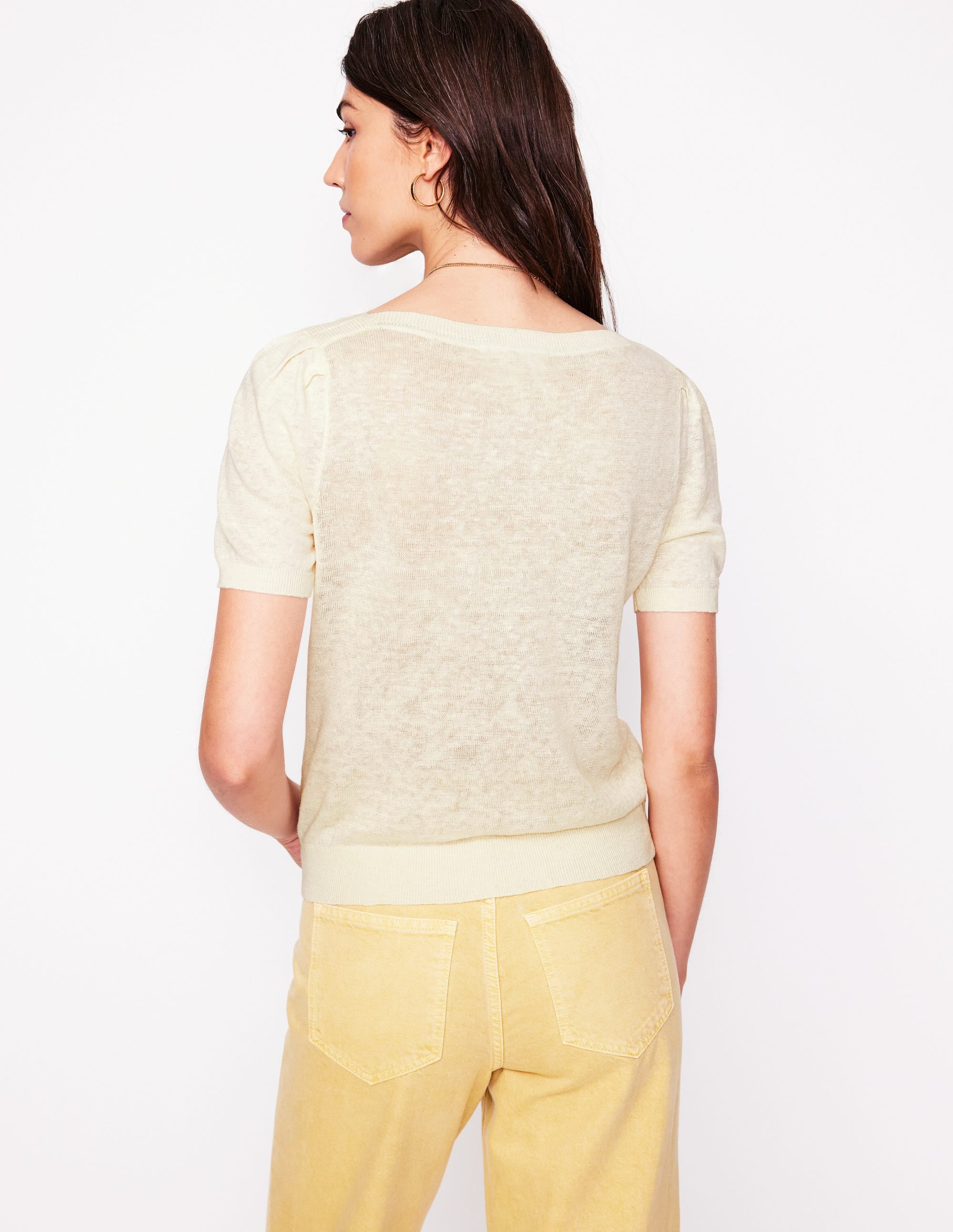 Liv T-Shirt aus Leinen mit U-Boot-Ausschnitt-Warmes Naturweiß - Image 3