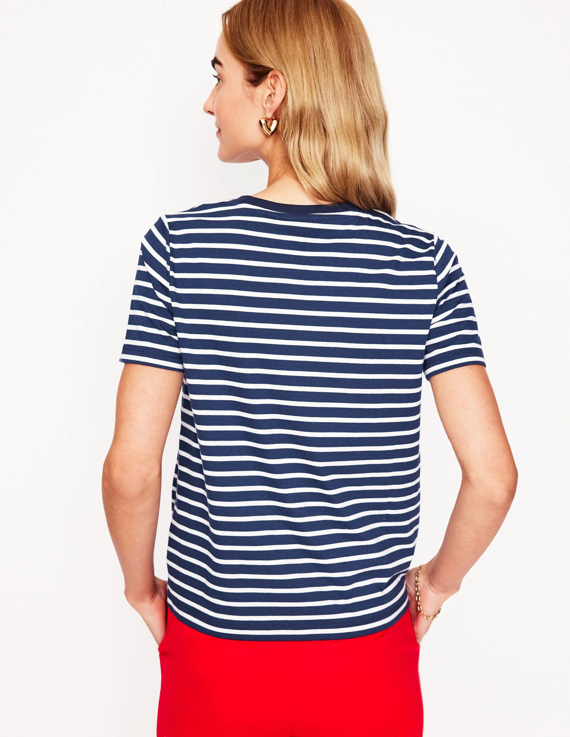 Locker geschnittenes originelles T-Shirt-Französisches Marineblau, Herzen - Image 3