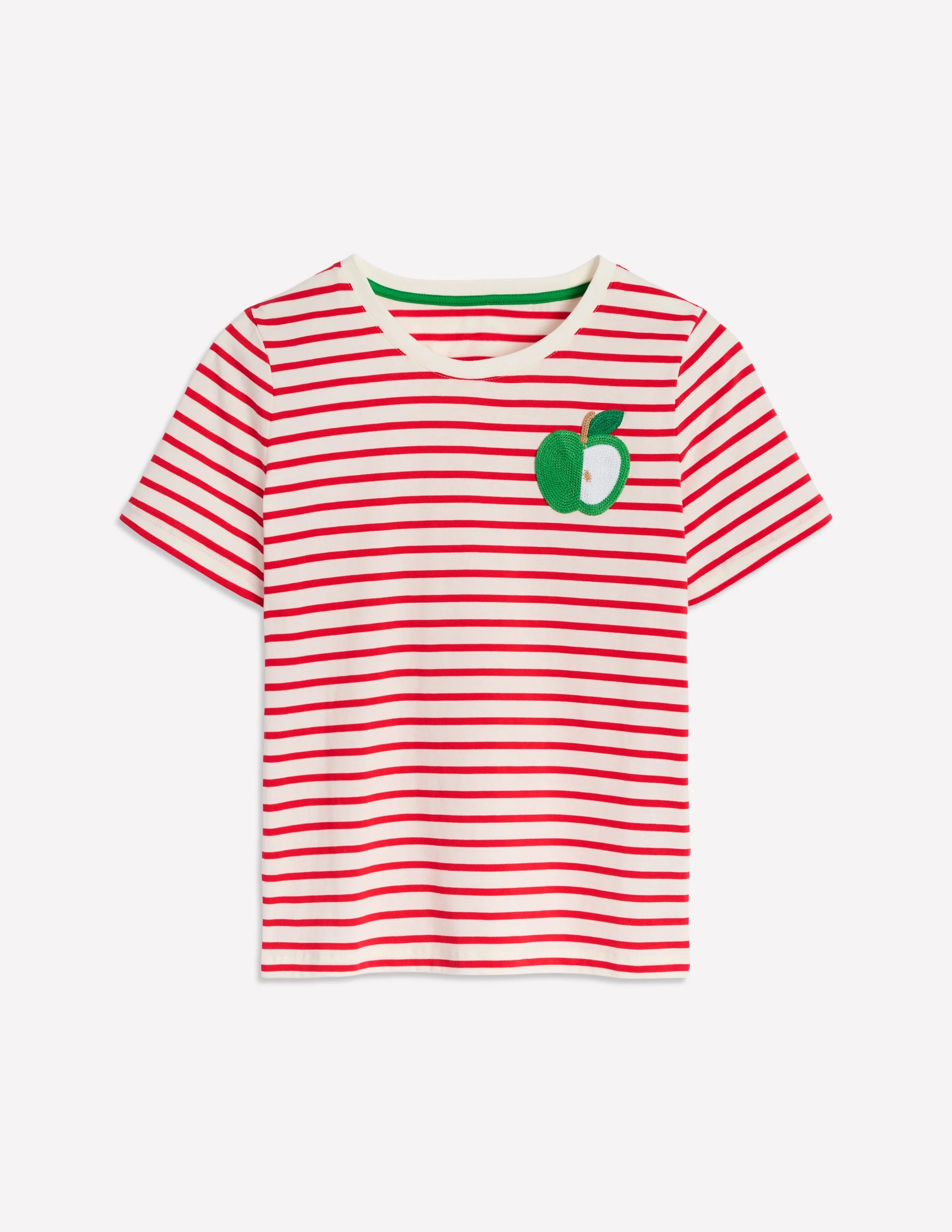 Locker geschnittenes originelles T-Shirt-Naturweiß, Roter Apfel - Image 5