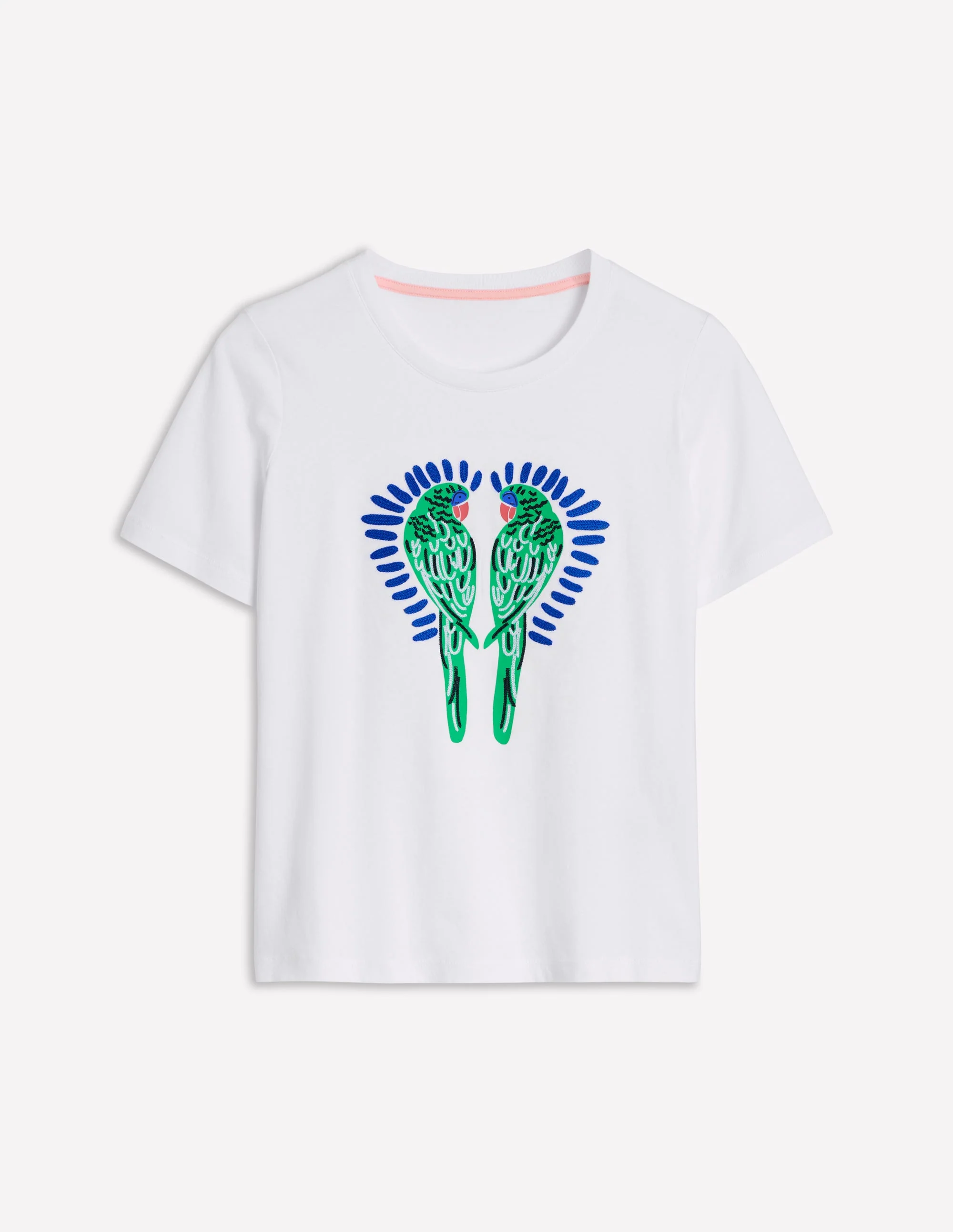 Locker geschnittenes originelles T-Shirt-Weiß, Papagei - Image 5