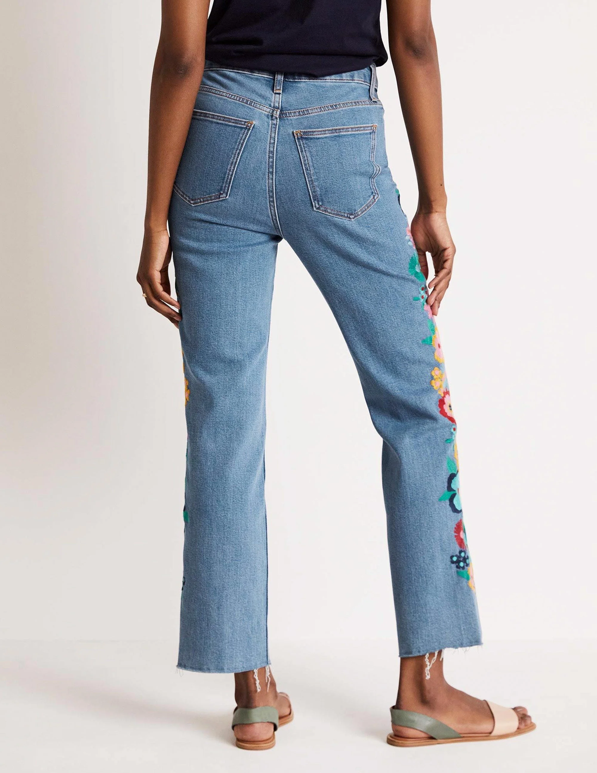 Lockere Jeans mit geradem Bein-Bunt, Blumenstickerei - Image 4