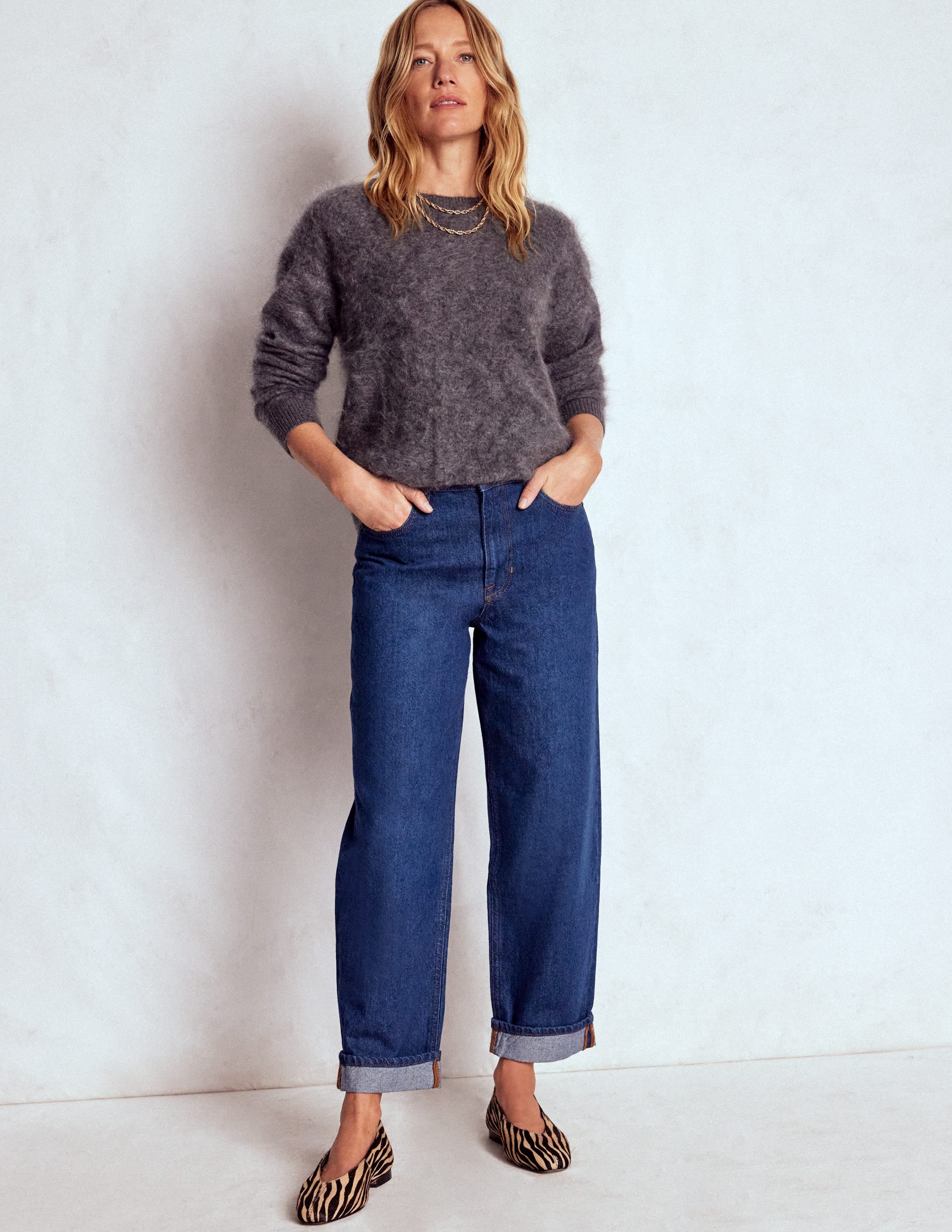 Lockere Jeans mit mittlerer Leibhöhe-Indigo