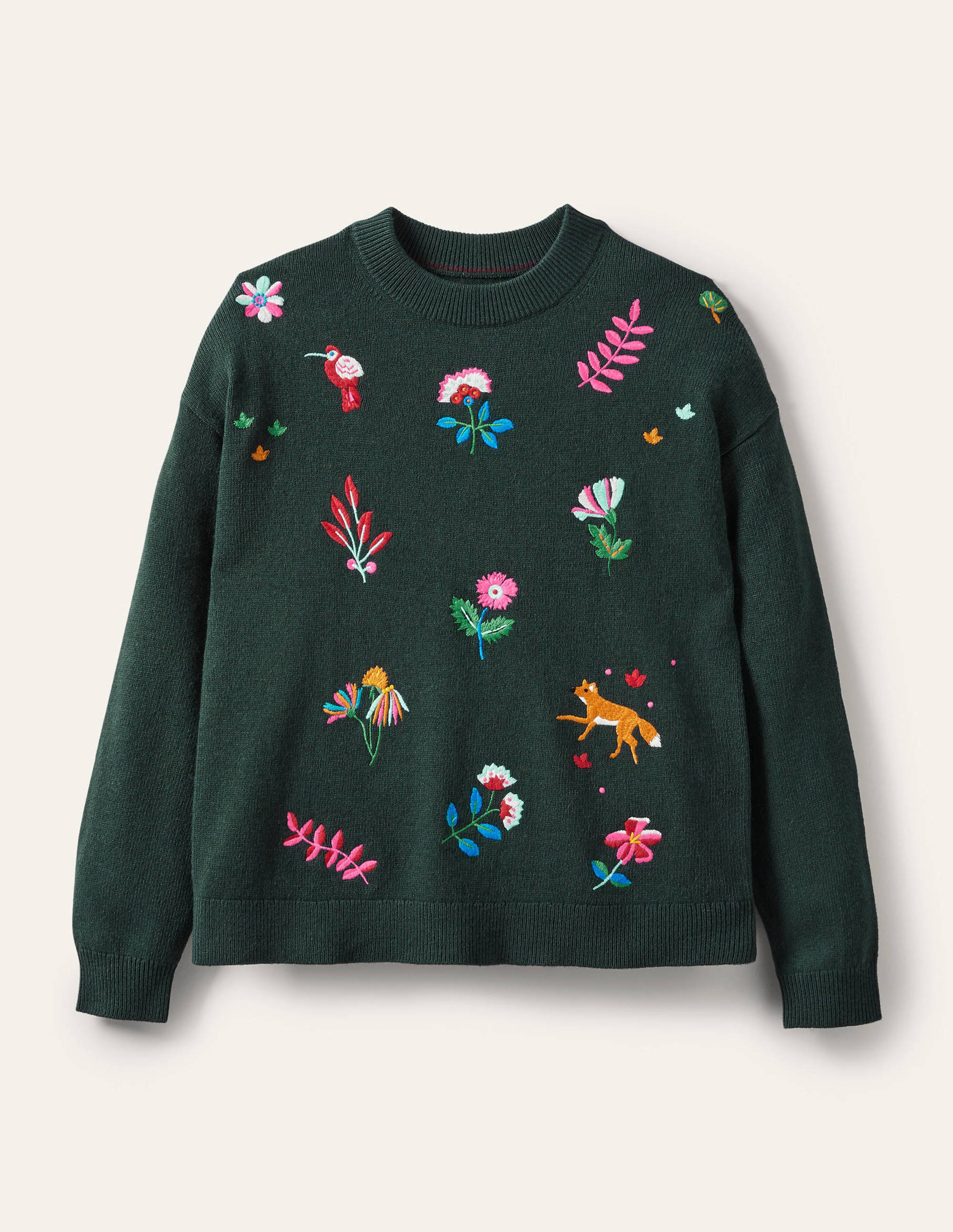 Lockerer Pullover mit Stickerei-Mitternachtsgrün - Image 6