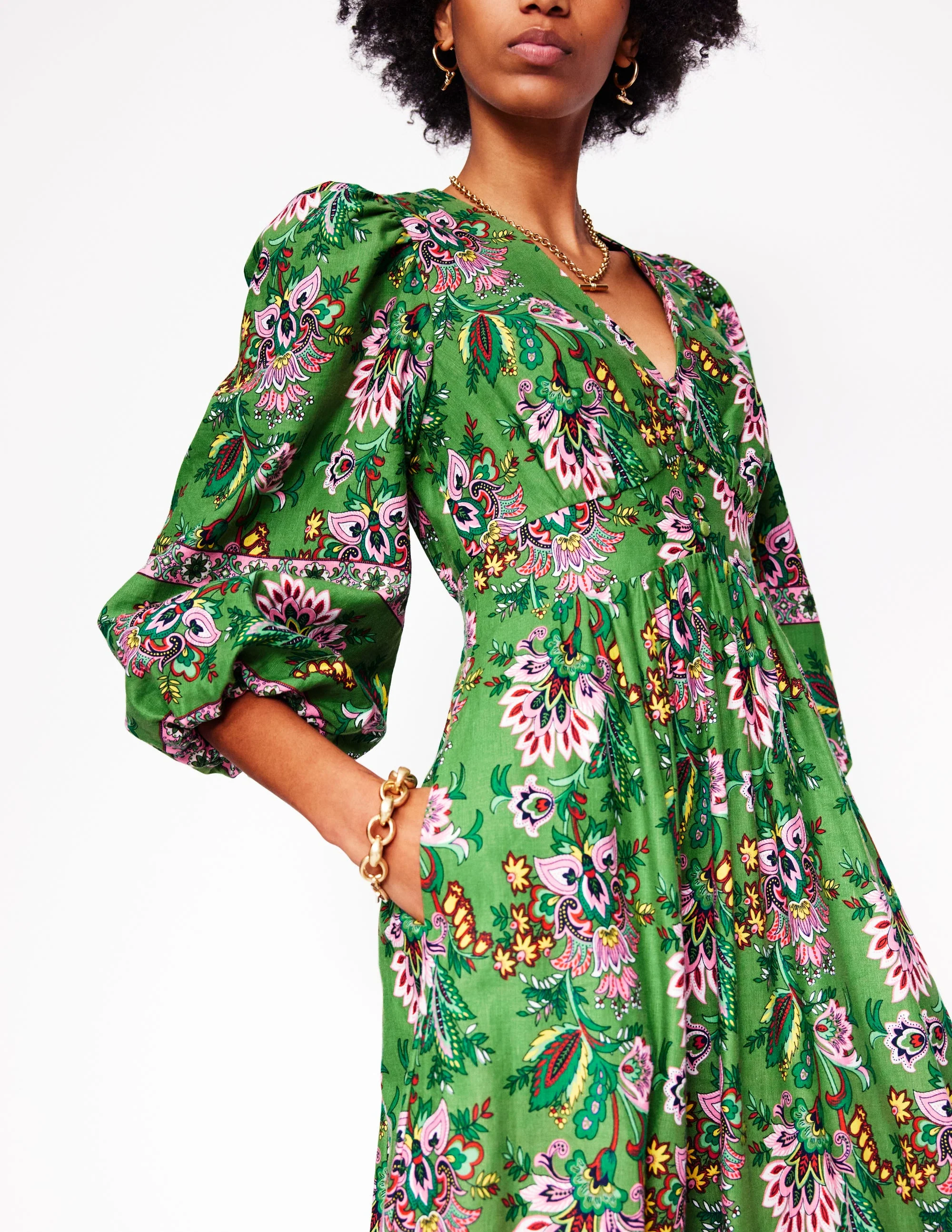 Lola Blouson-Maxikleid-Grün, Botanische Terrasse - Image 3