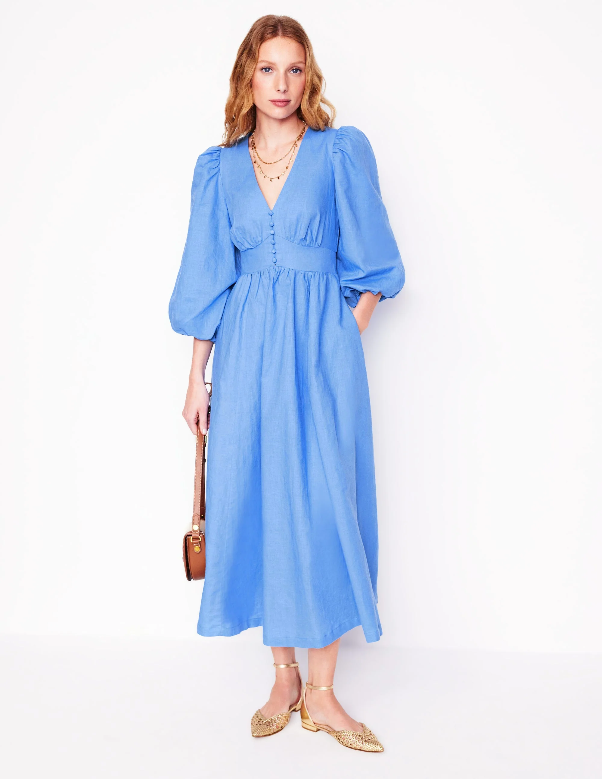 Lola Blouson-Maxikleid-Ozeanblau/Grau Meliert - Image 5